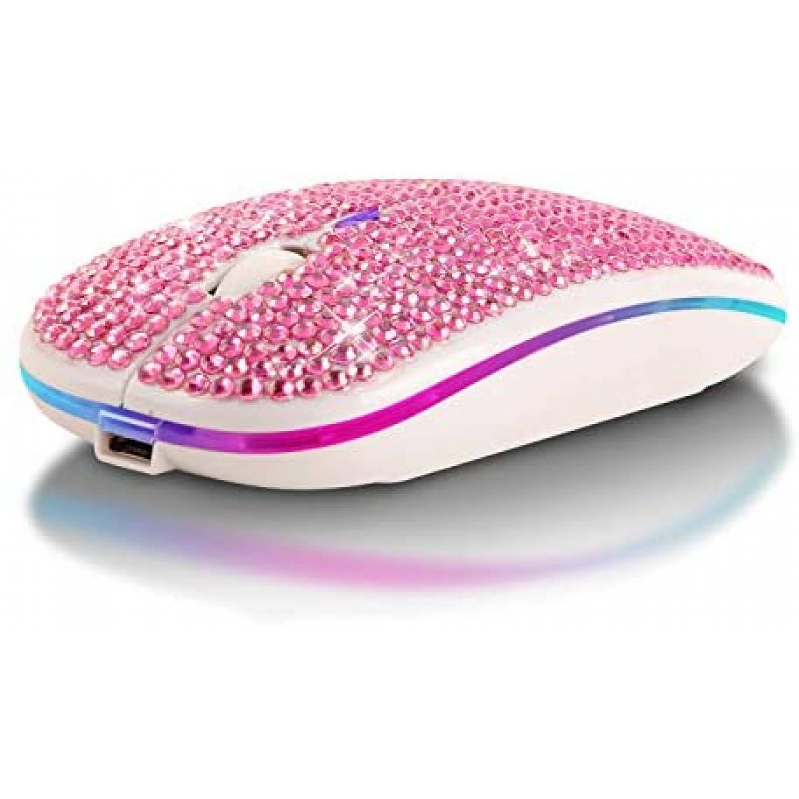 Mouse Greshare Inalambrico 2.4Ghz RGB Con Brillos -Rosa