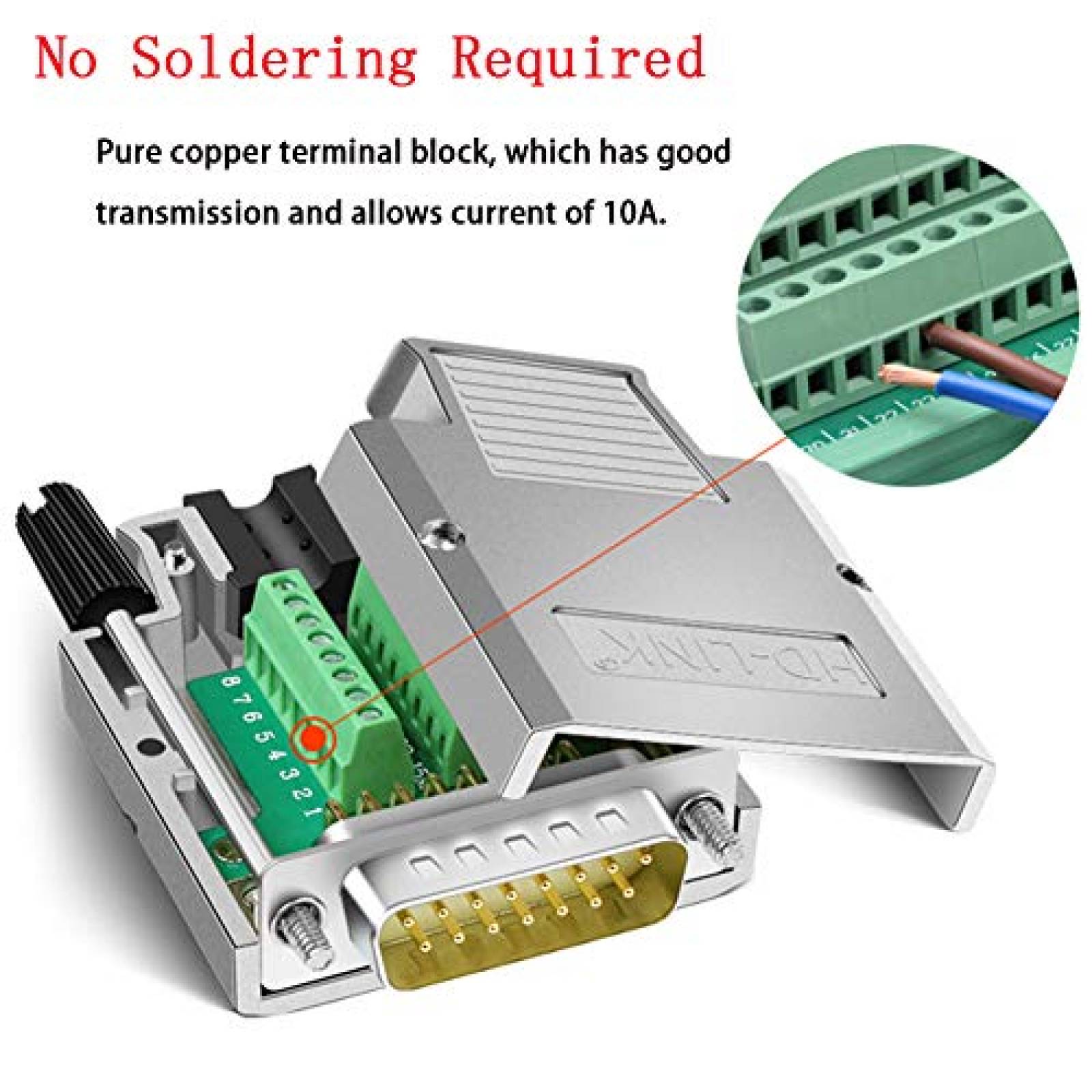 Adaptador de Puerto ANMBEST DB15 de 15 Pines -Plata