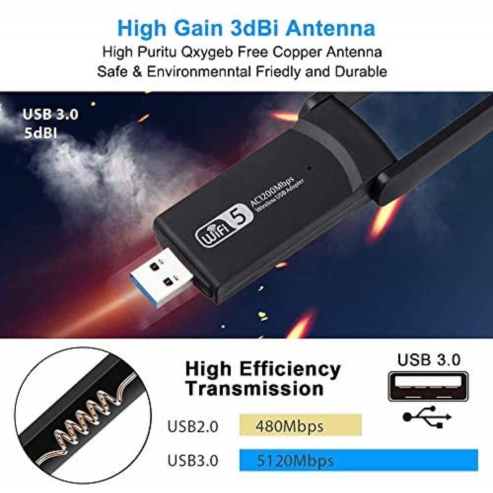 Adaptador WiFi NETVIP Inalambrico USB compatible -Negro