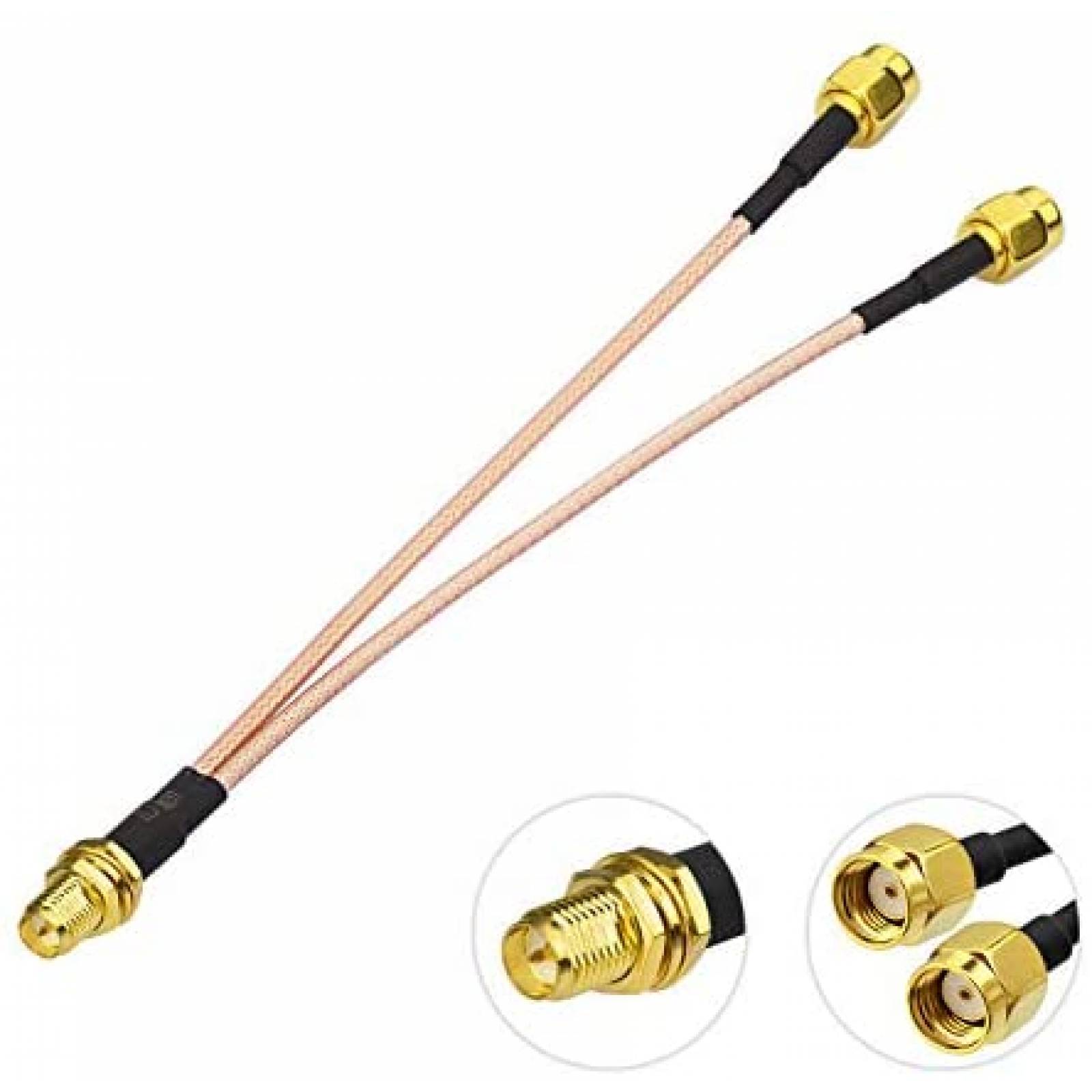 Antena Wifi BINGFU RP-SMA de 15 cm 50 Ohm Piezas -Dorado