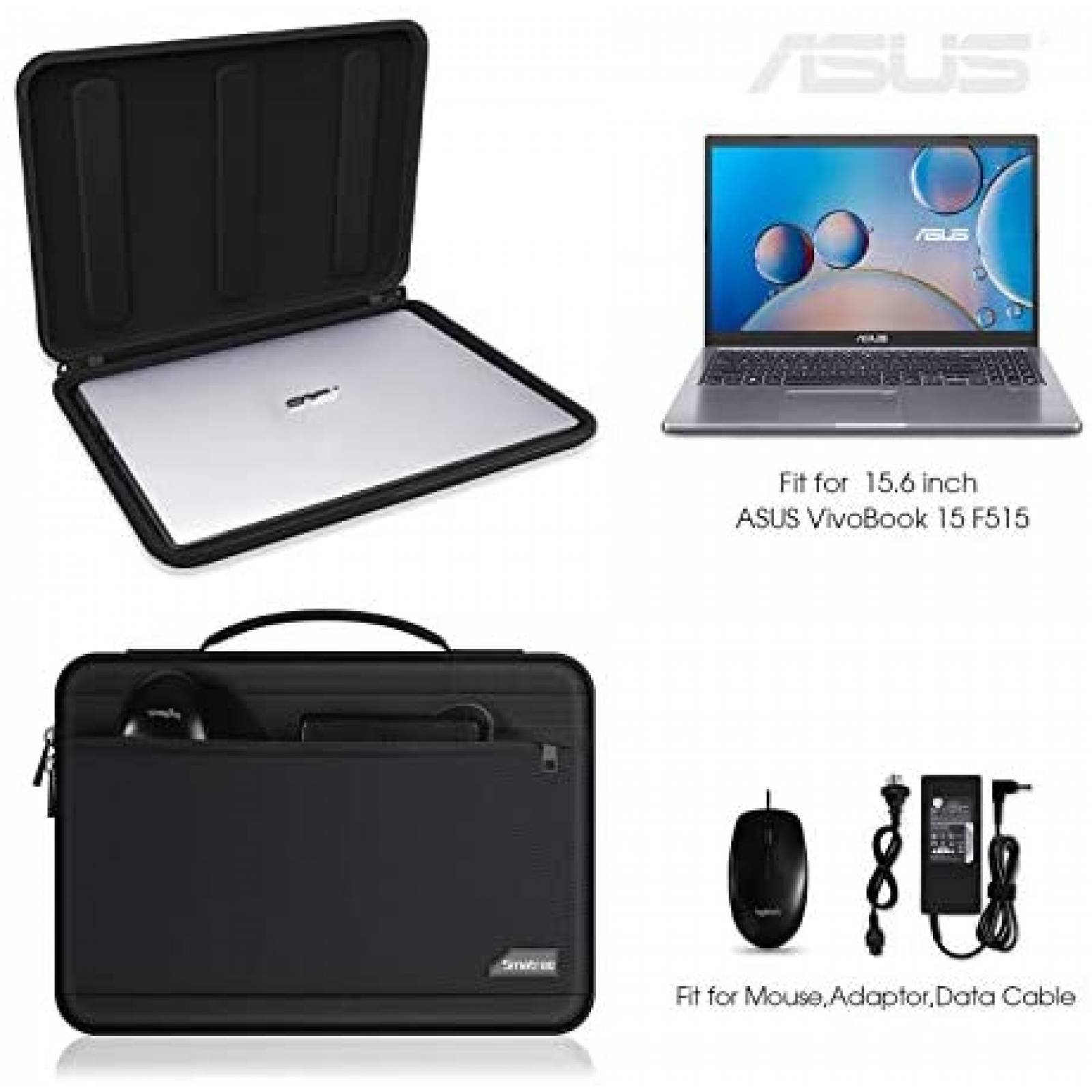 Bolsa para computadora Smatree de 15.6" de manga dura -Negro