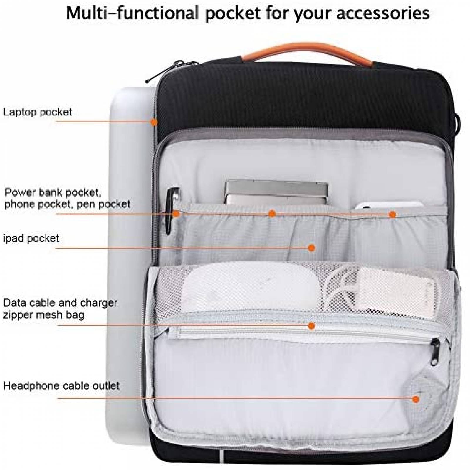 Bolso para portatil Acoki para portatil de 13 a 14.1" -Negro