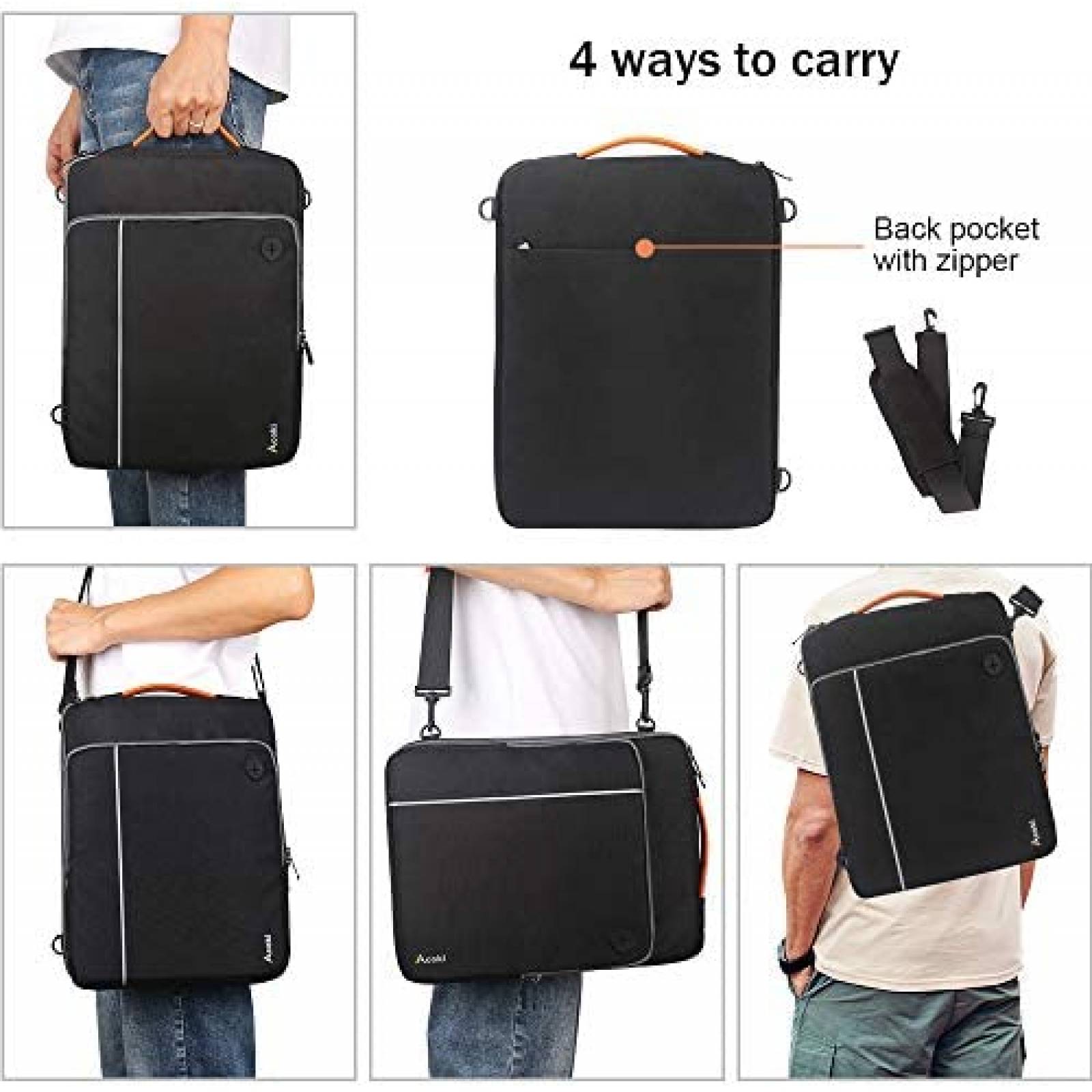 Bolso para portatil Acoki para portatil de 13 a 14.1" -Negro