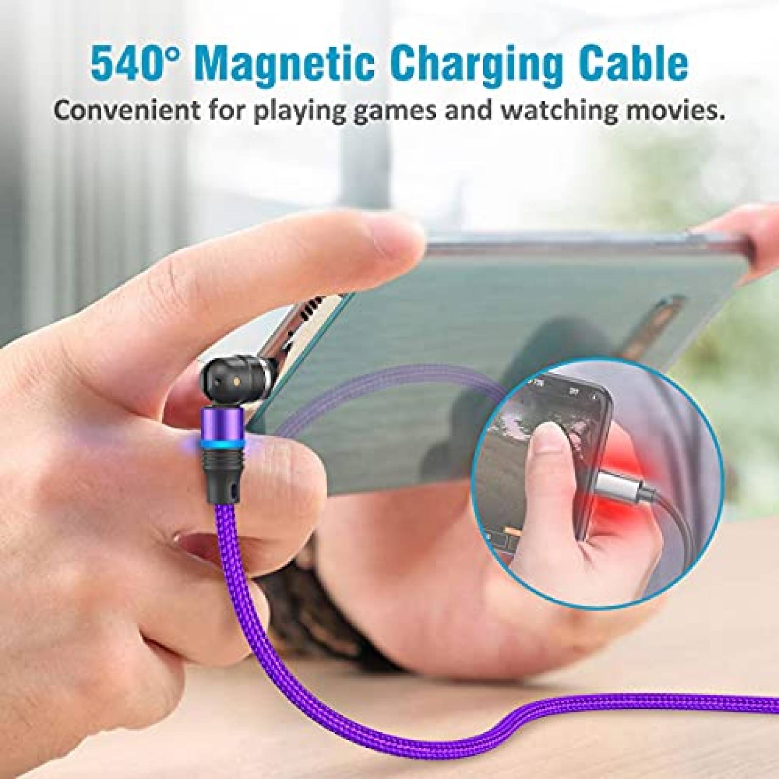 Cable de carga FACROO magnetico 3 en 1 Paquete de 7 -Morado