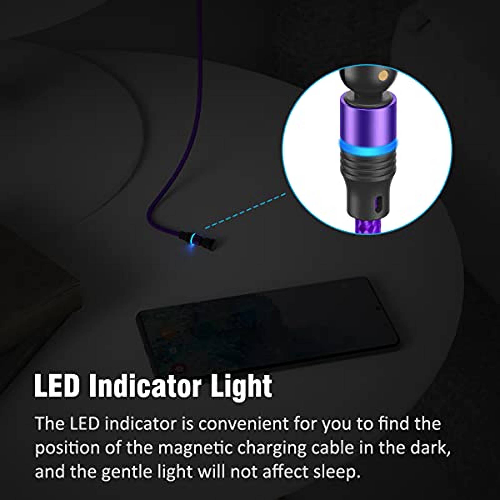 Cable de carga FACROO magnetico 3 en 1 Paquete de 7 -Morado