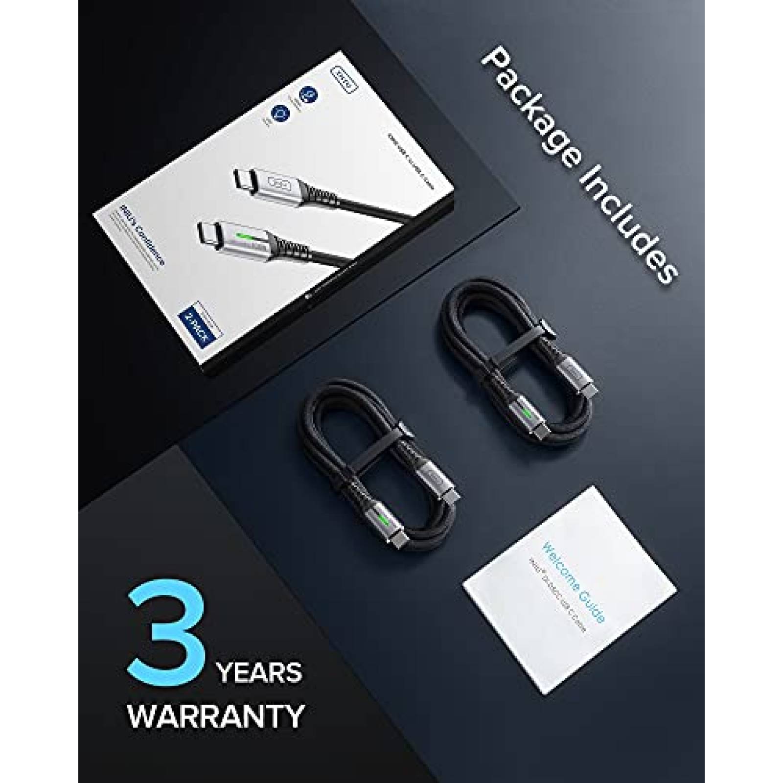 Cable INIU DI-D5CC 2pzs 6' USB-C A USB-C 100W -Negro