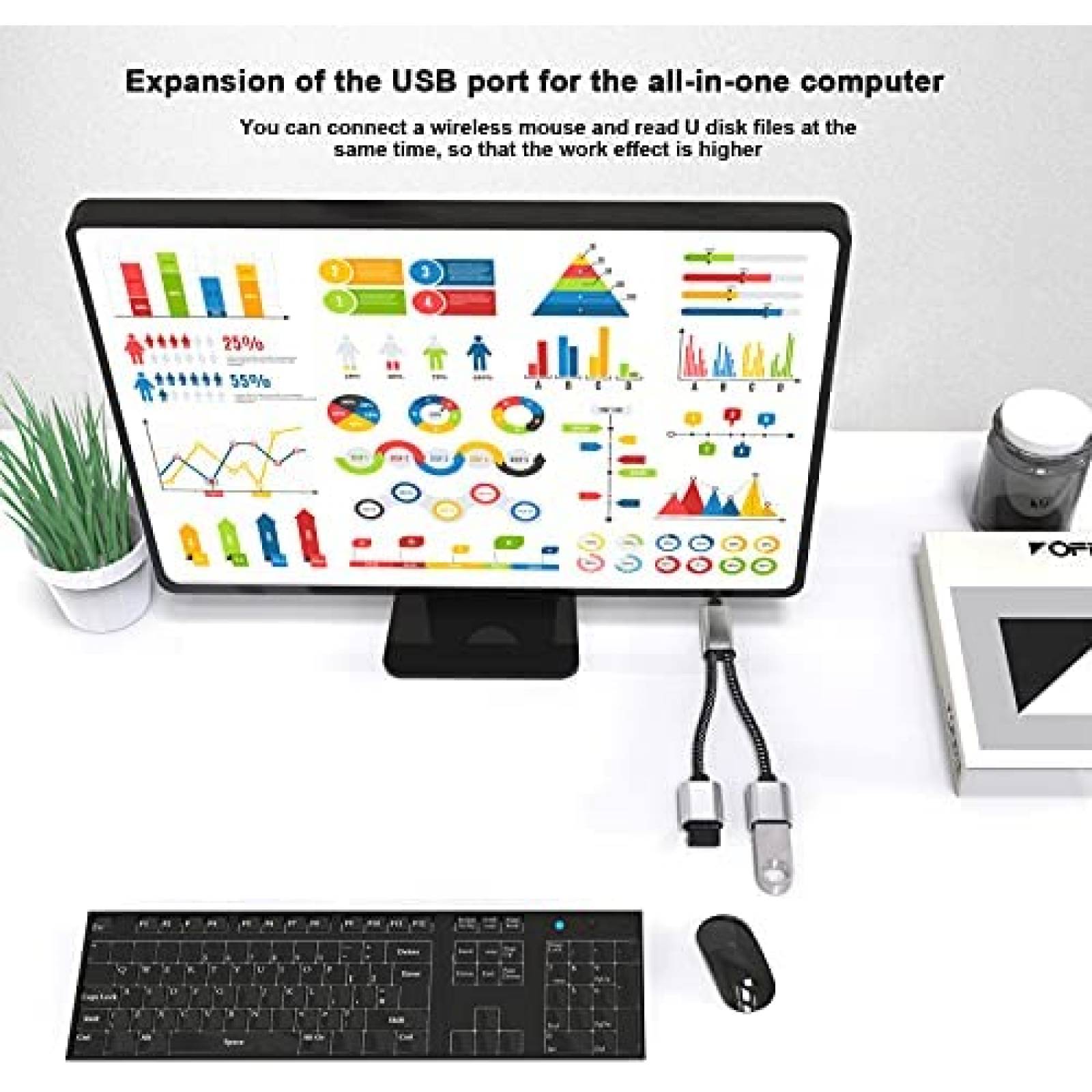 Cable MOGOOD Divisor USB 2.0 480 Mbps 1,5 Amperios -Silver