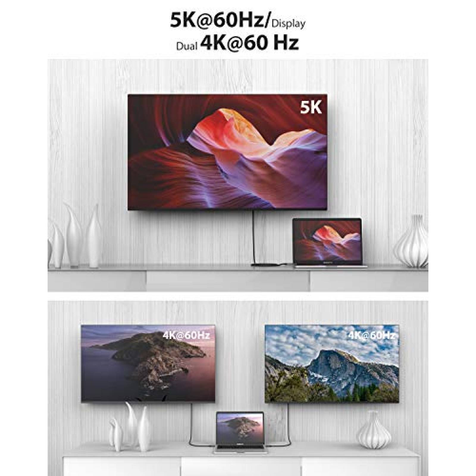 Cable Thunderbolt 3 Nimaso 3.3ft USB C 100W -Negro