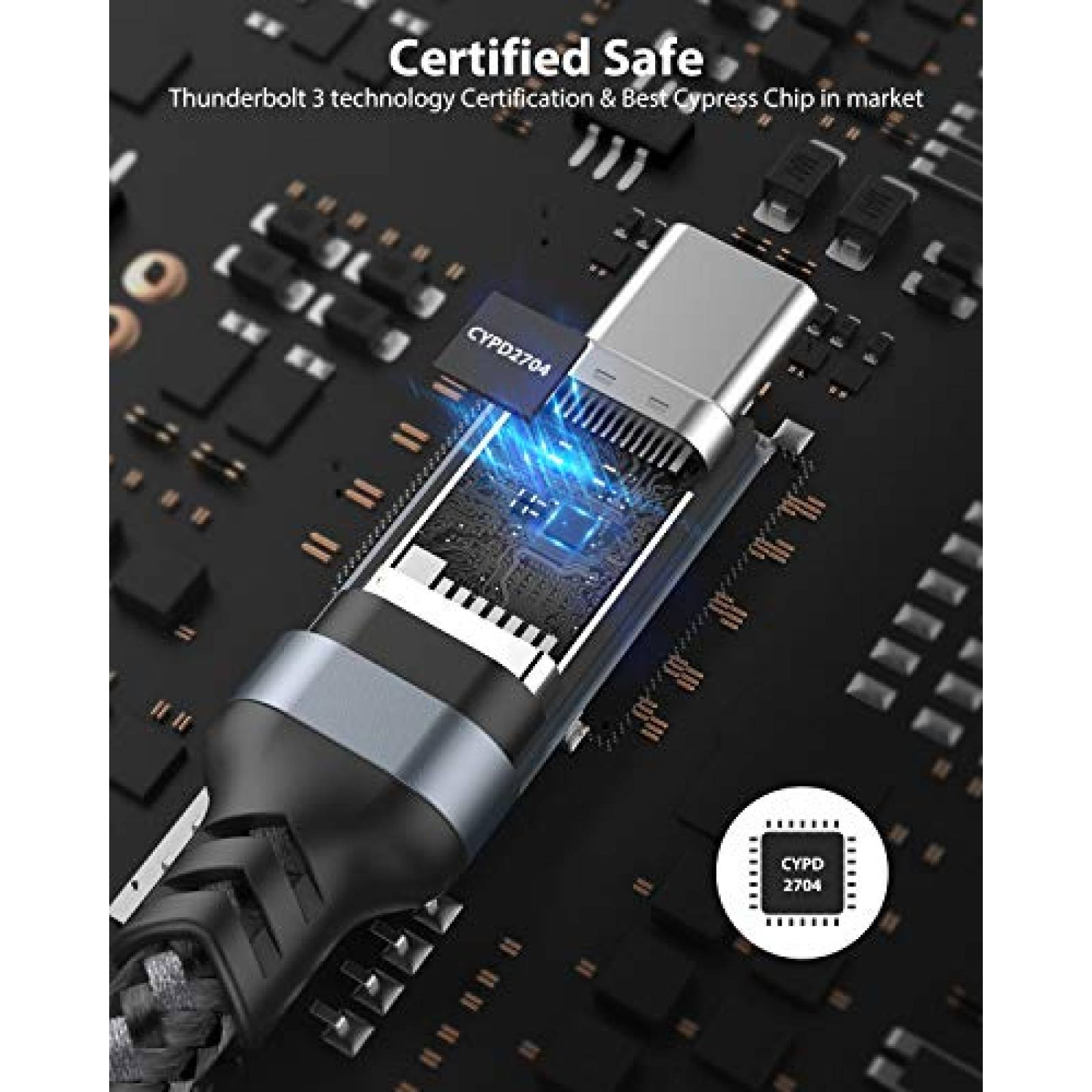 Cable Thunderbolt 3 Nimaso 3.3ft USB C 100W -Negro