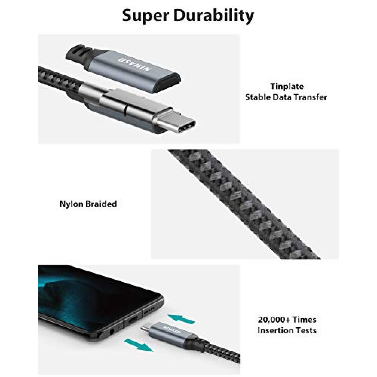 Cable Thunderbolt 3 Nimaso 3.3ft USB C 100W -Negro