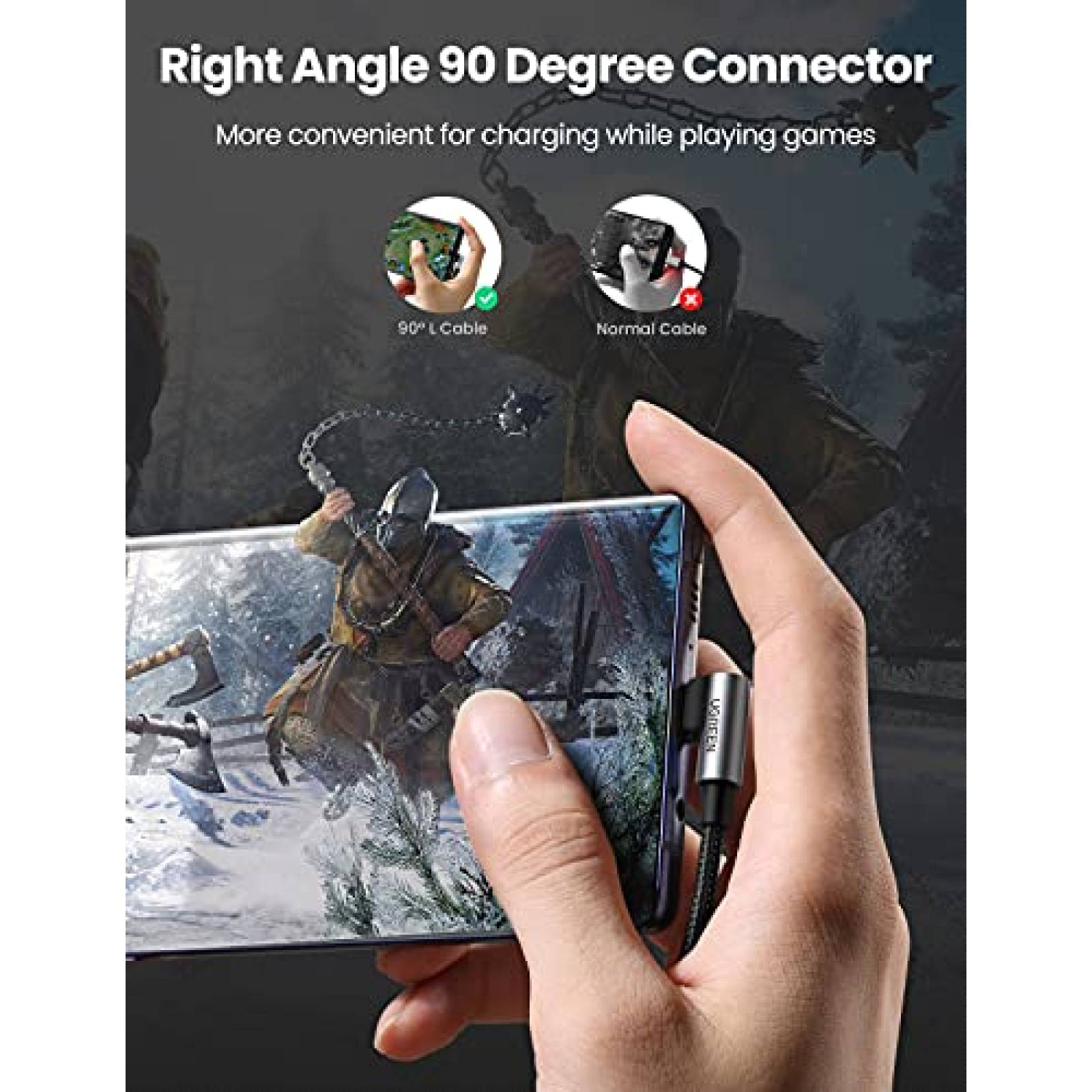 Cable USB URGREEN 20857P 18W Tipo C carga rapida -Negro