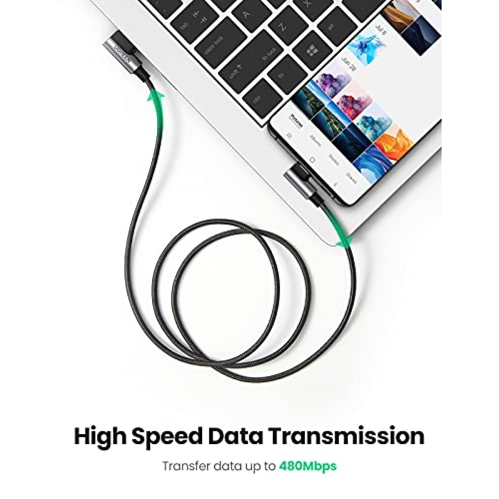 Cable USB URGREEN 20857P 18W Tipo C carga rapida -Negro