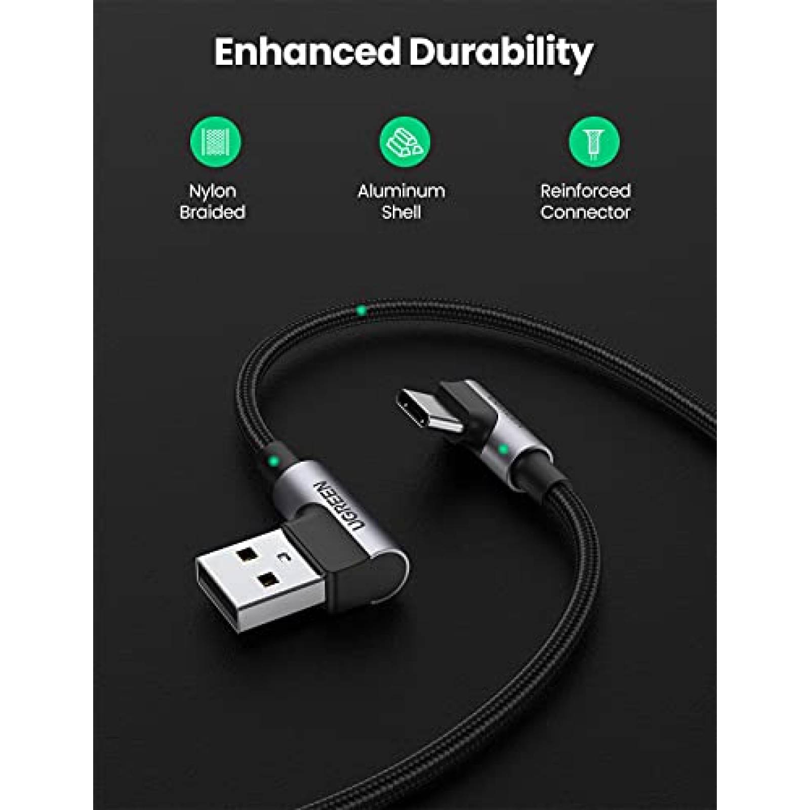 Cable USB URGREEN 20857P 18W Tipo C carga rapida -Negro