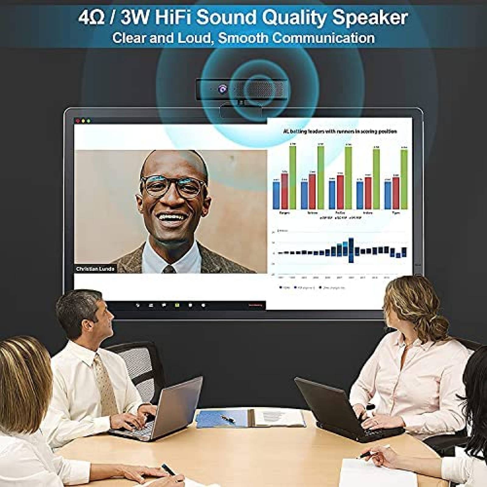 Camara web COSHIP gran angular 1080P con 4 microfonos -Negro