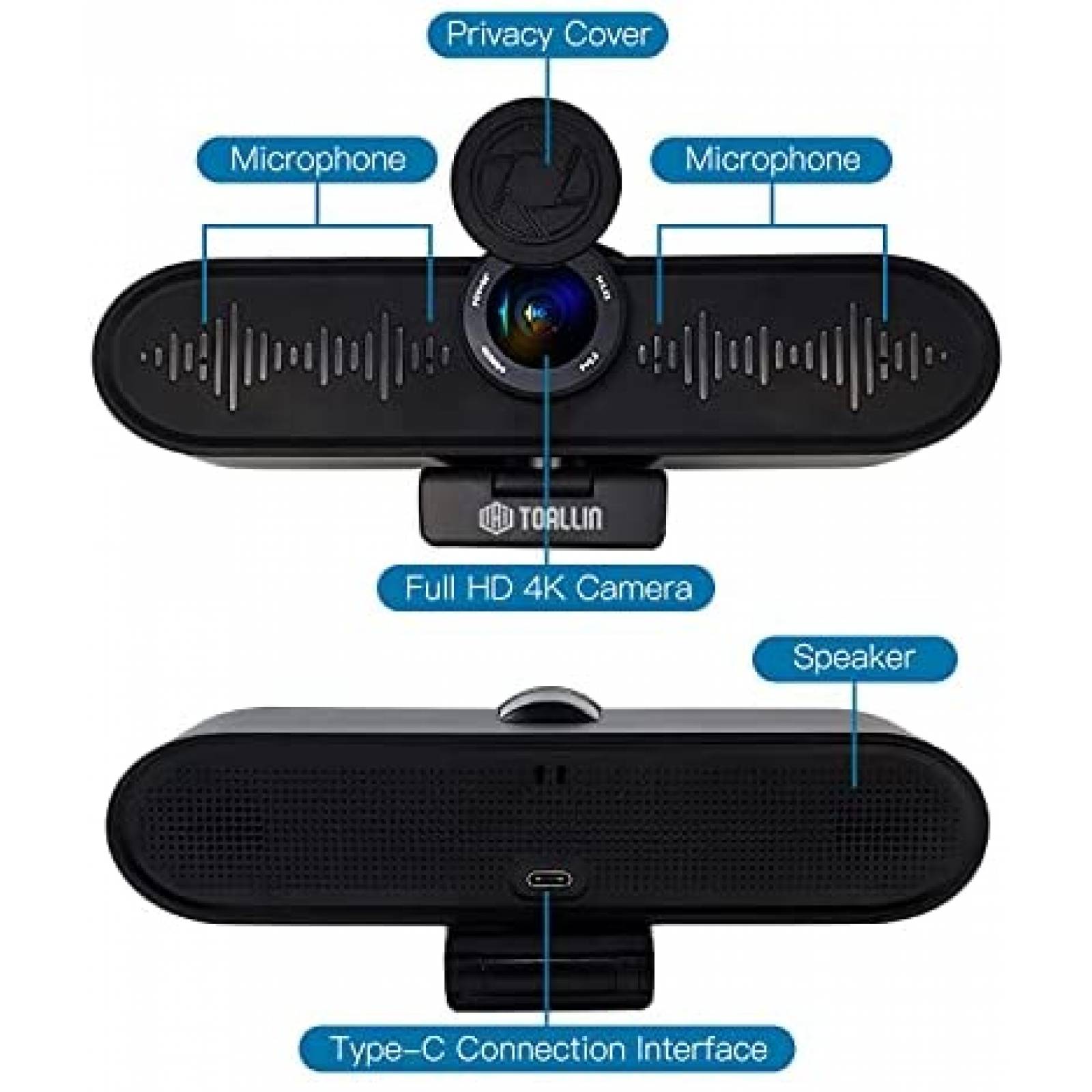 Camara Web TOALLIN 4K Angulo Vision 90 FHD CMOS 1/2,5''