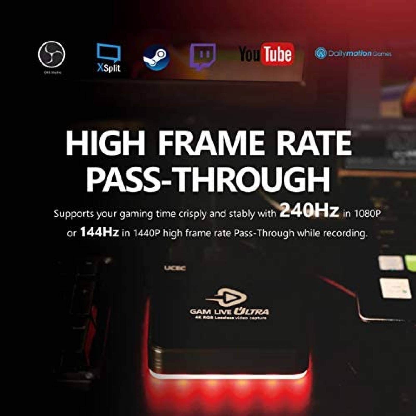 Capturadora de Video UCEC GAM USB Ultra 4K60 240FPS -Negro