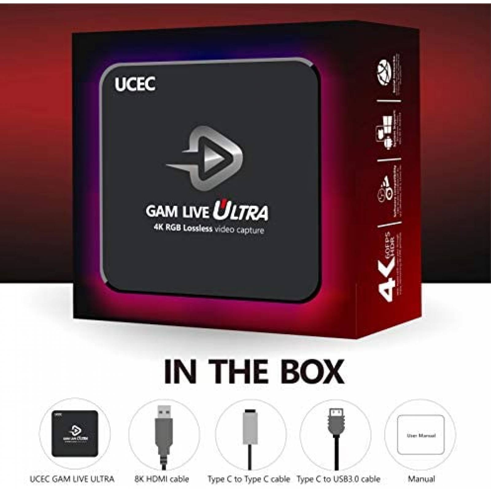 Capturadora de Video UCEC GAM USB Ultra 4K60 240FPS -Negro