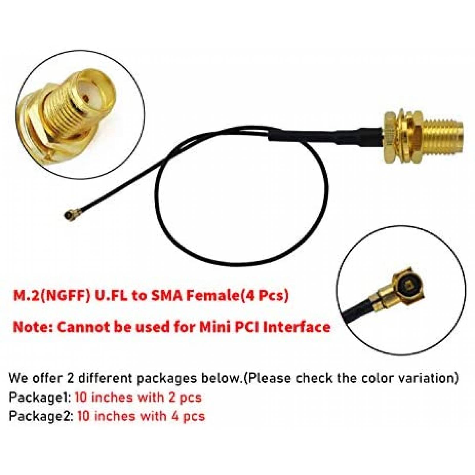 Conector Ipex Tenmory U.FL-SMA WiFi Antena 10" 4 unidades