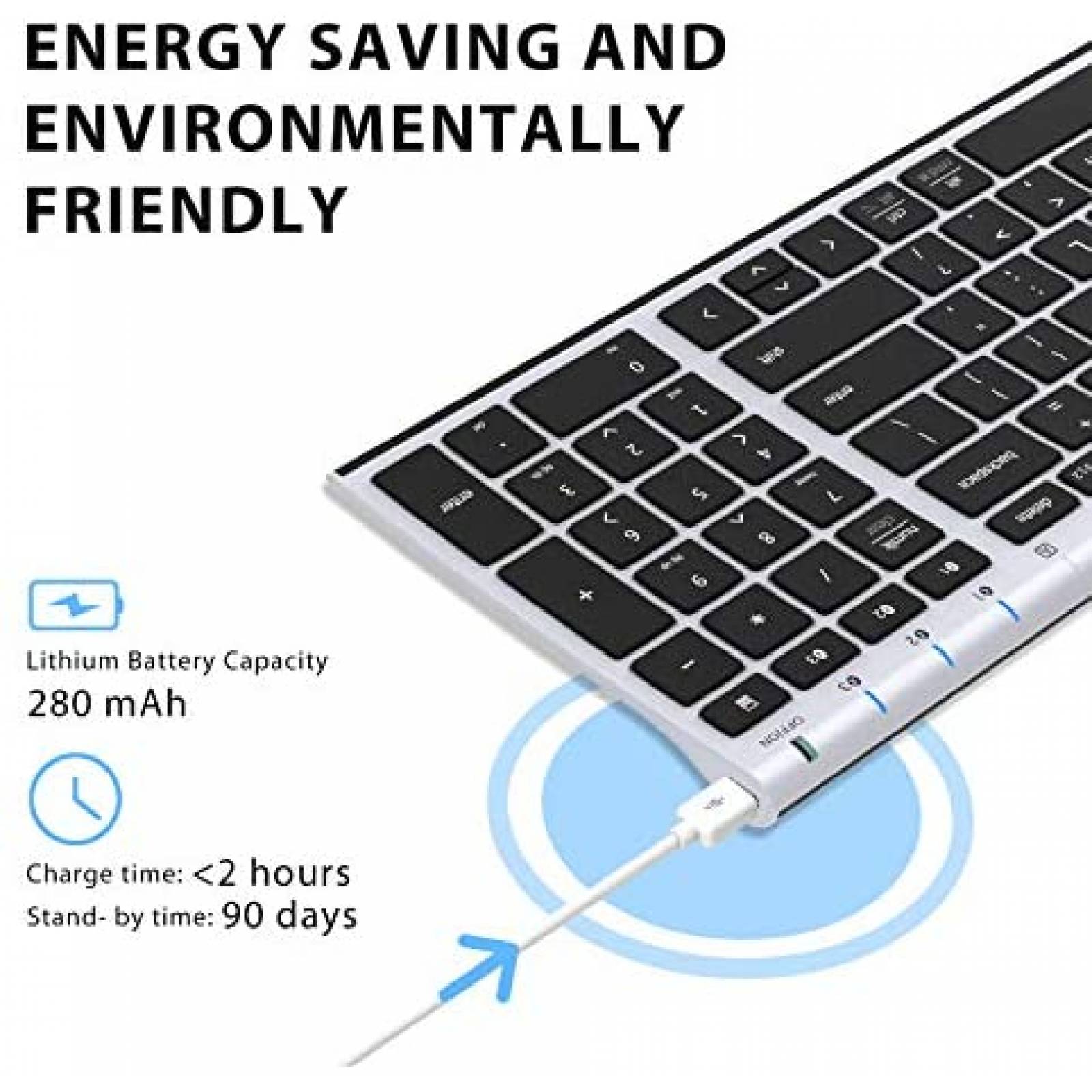 Teclado iClever BK10 Inalambrico Recargable Ergonomico