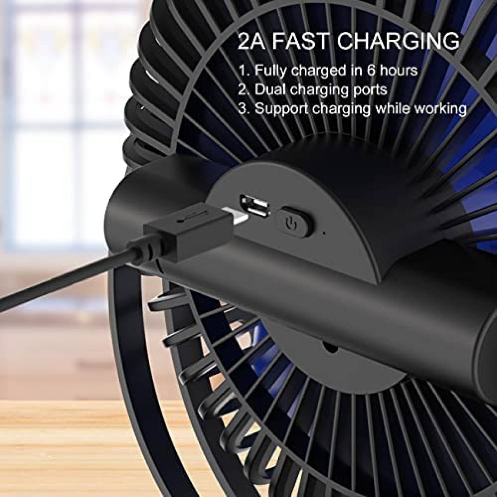 Ventilador de escritorio Supermi USB de 3 velocidades -Azul