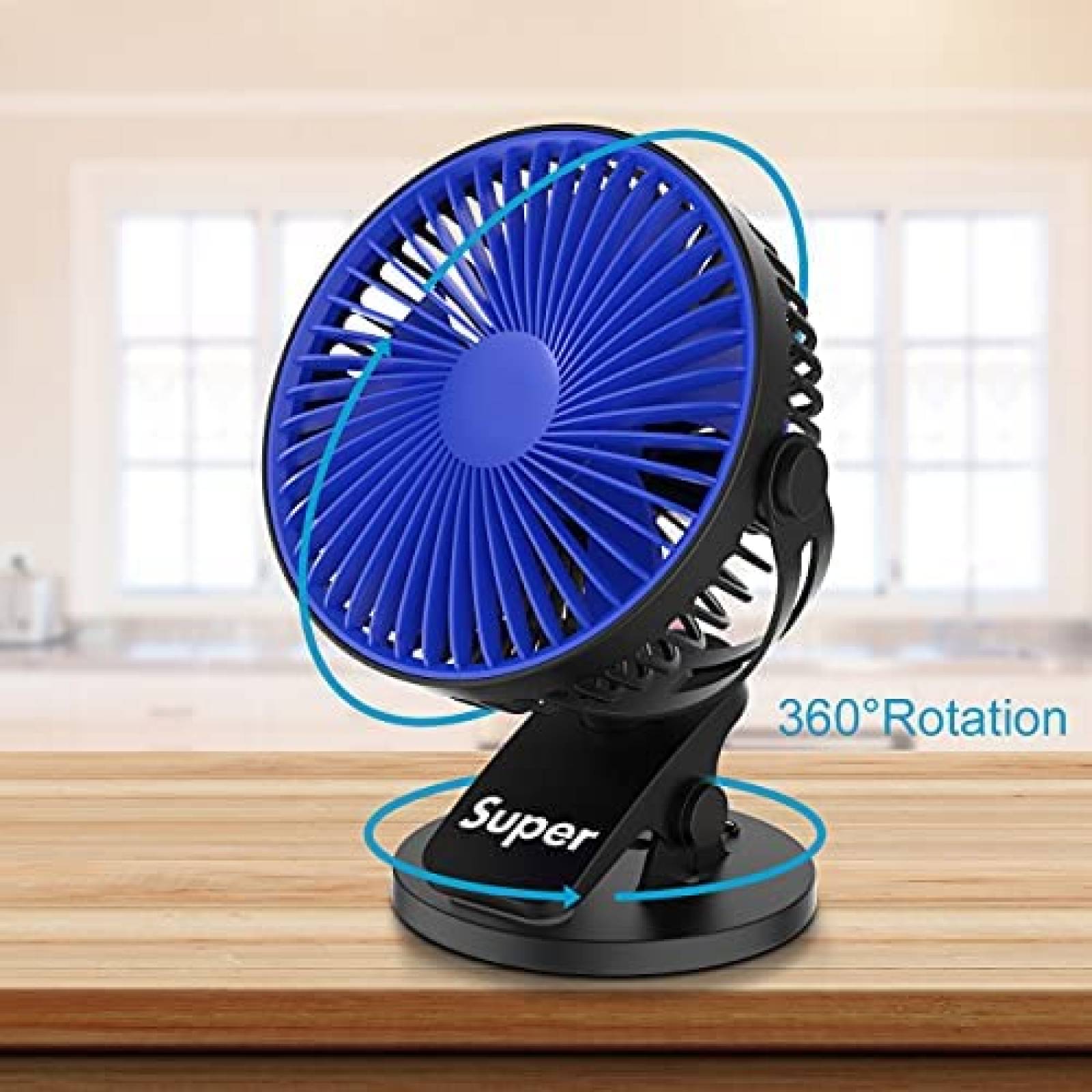 Ventilador de escritorio Supermi USB de 3 velocidades -Azul