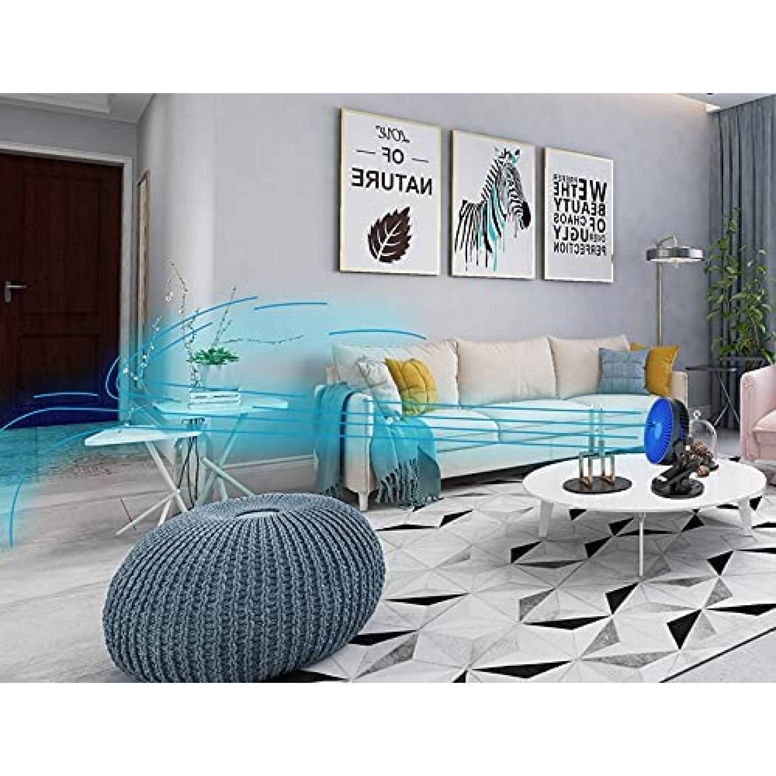 Ventilador de escritorio Supermi USB de 3 velocidades -Azul