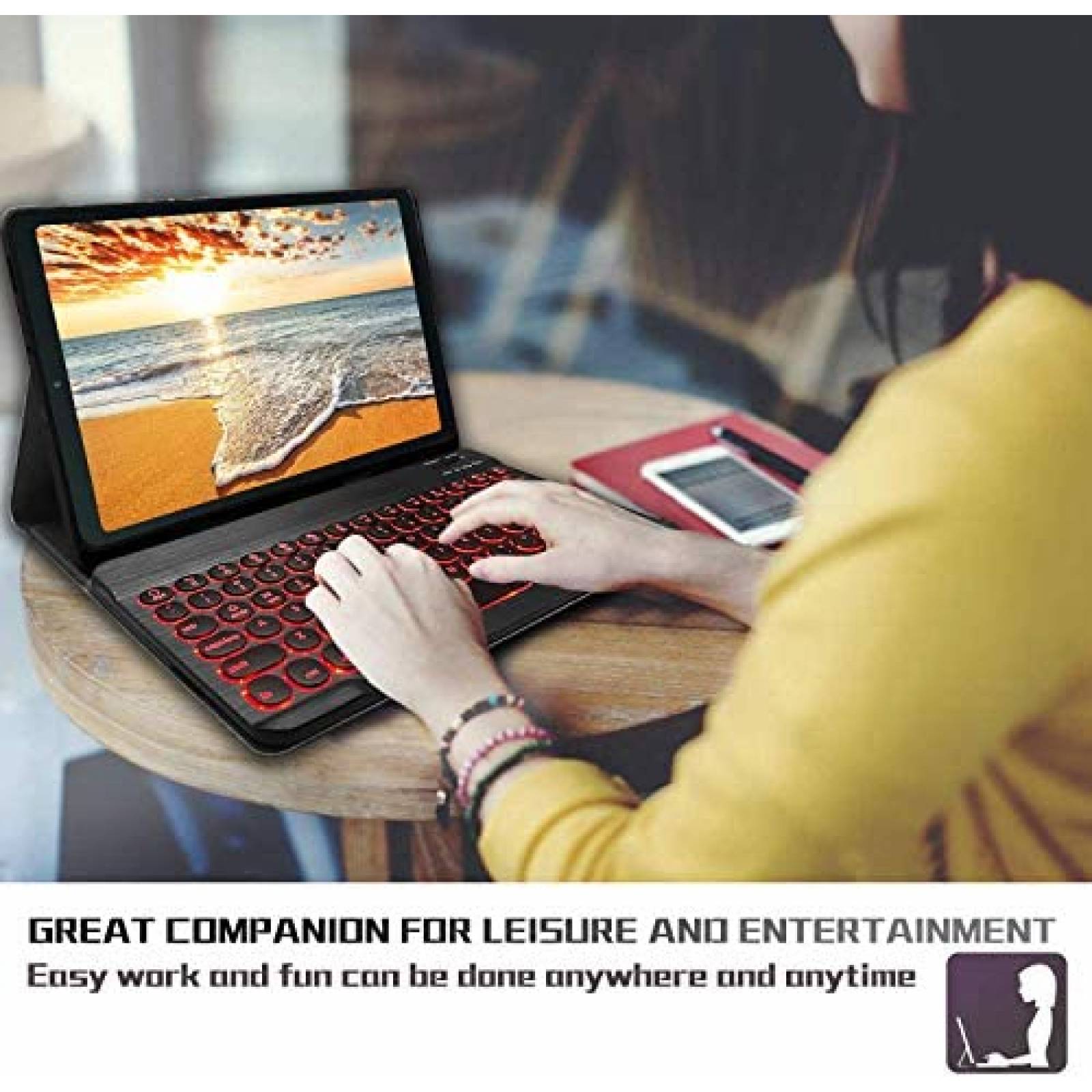 Funda LDSOYIA Con Teclado Para Galaxy Tab A7 10.4'' -Negro