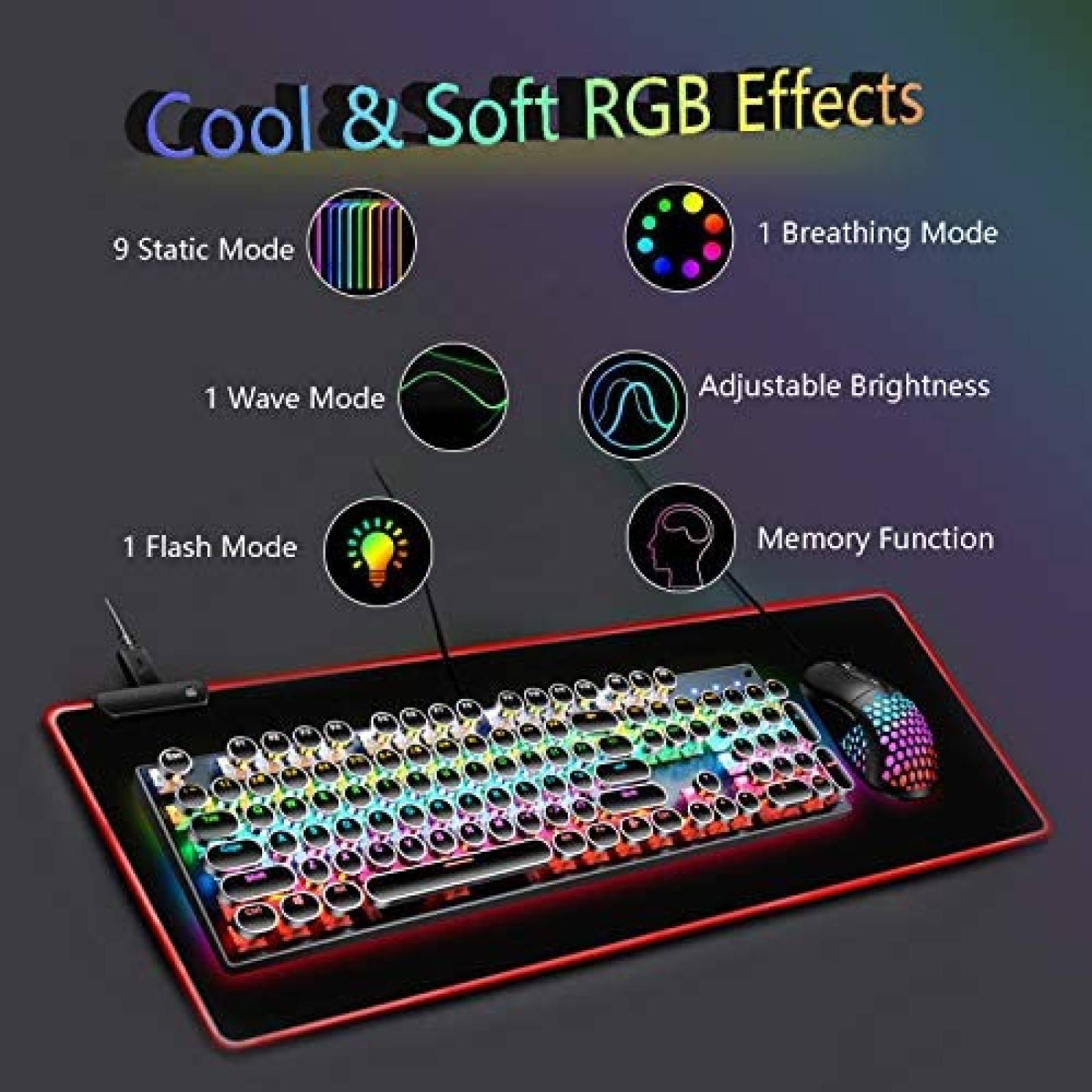 MousePad Madala Gaming LED Largo suve 12 niveles -Negro