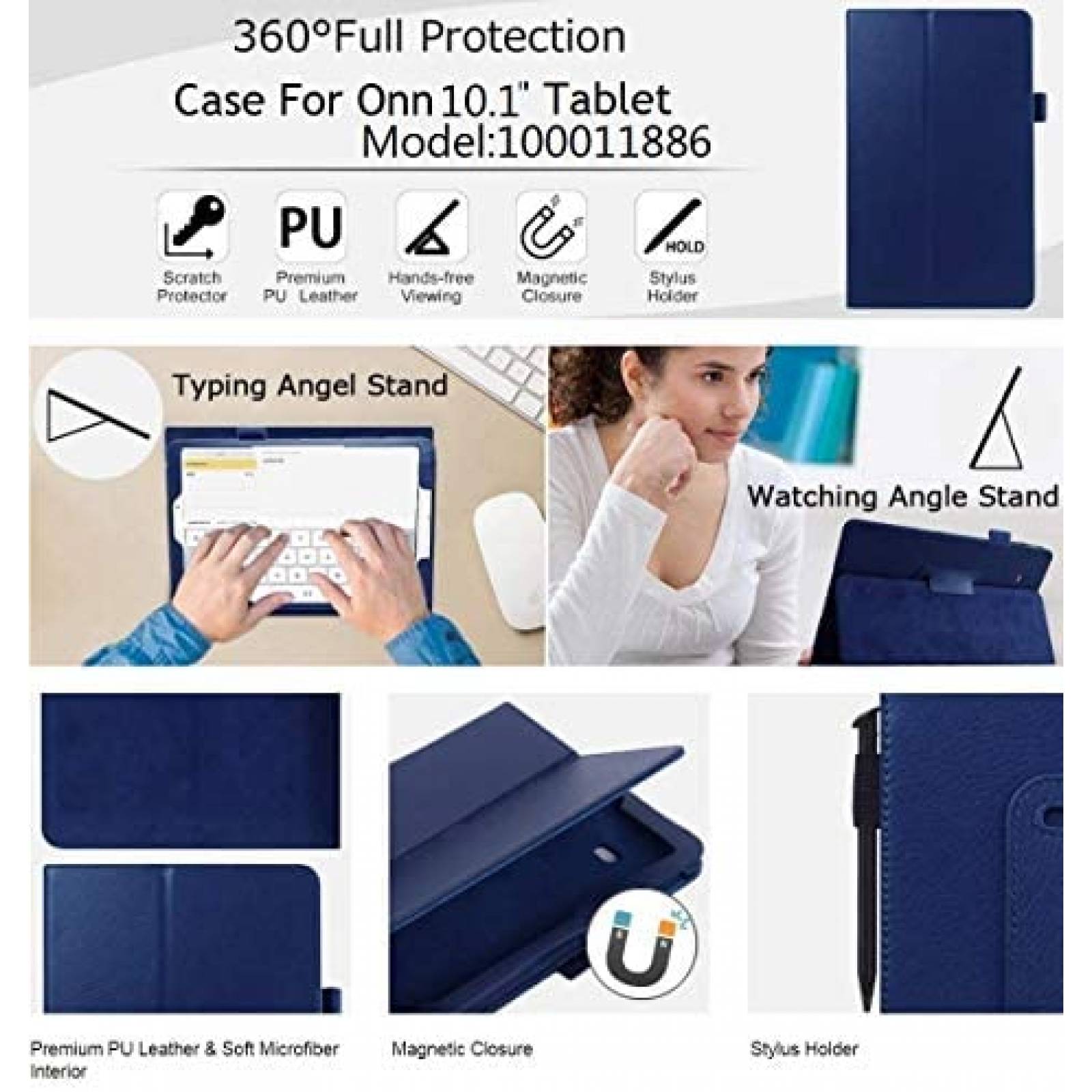 Funda para tableta 8Wireless de 10.1" de cuero -Rojo
