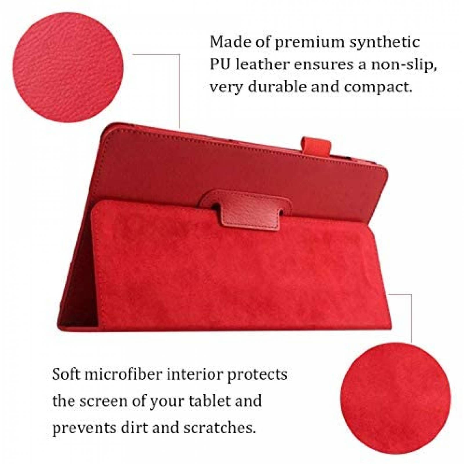 Funda para tableta 8Wireless de 10.1" de cuero -Rojo