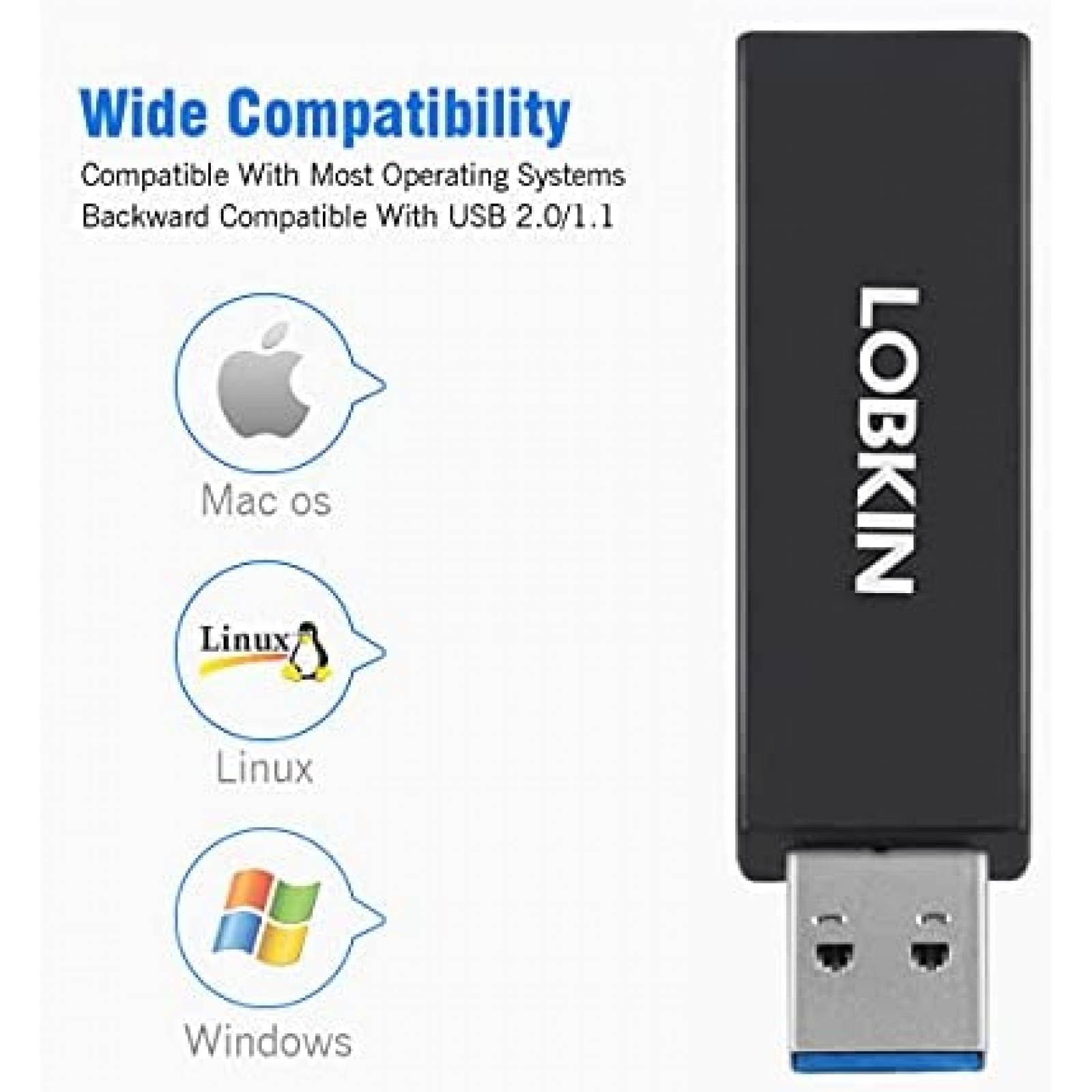 Divisor LOBKIN MA2607 1 Puerto USB 3.0 Y 2 De 2.0 -Negro