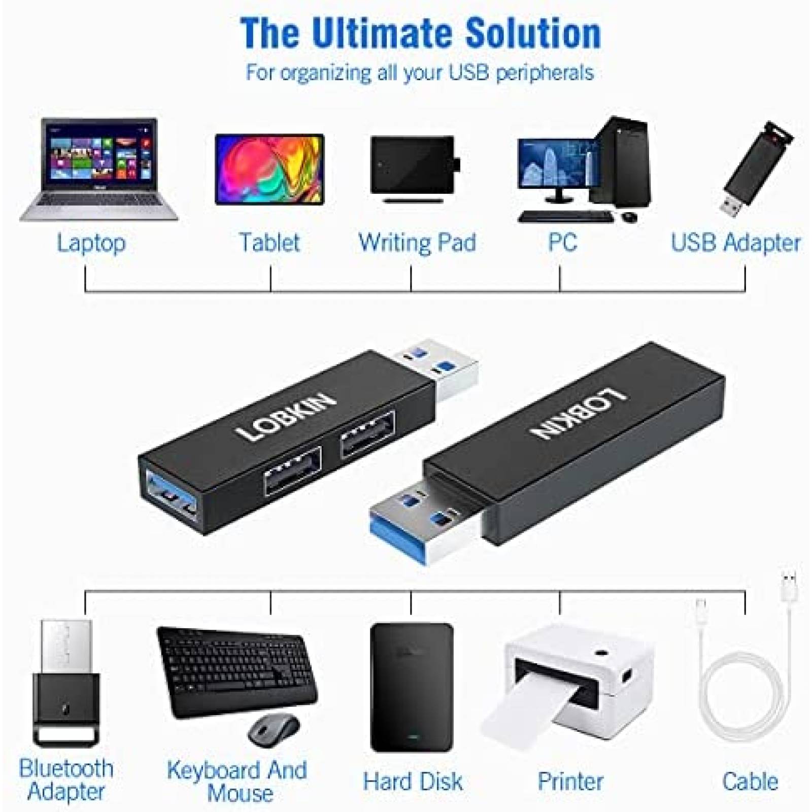 Divisor LOBKIN MA2607 1 Puerto USB 3.0 Y 2 De 2.0 -Negro