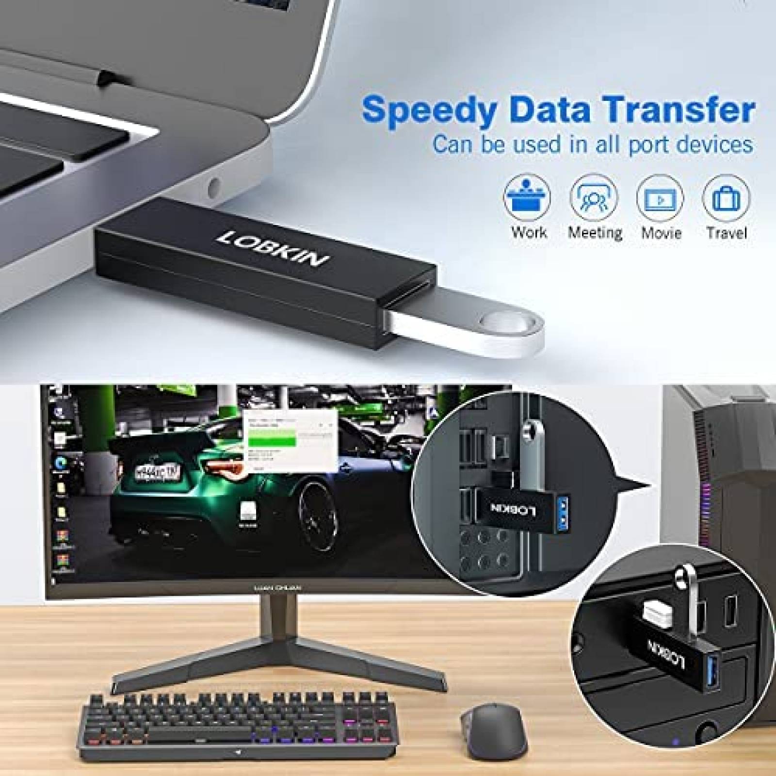 Divisor LOBKIN MA2607 1 Puerto USB 3.0 Y 2 De 2.0 -Negro