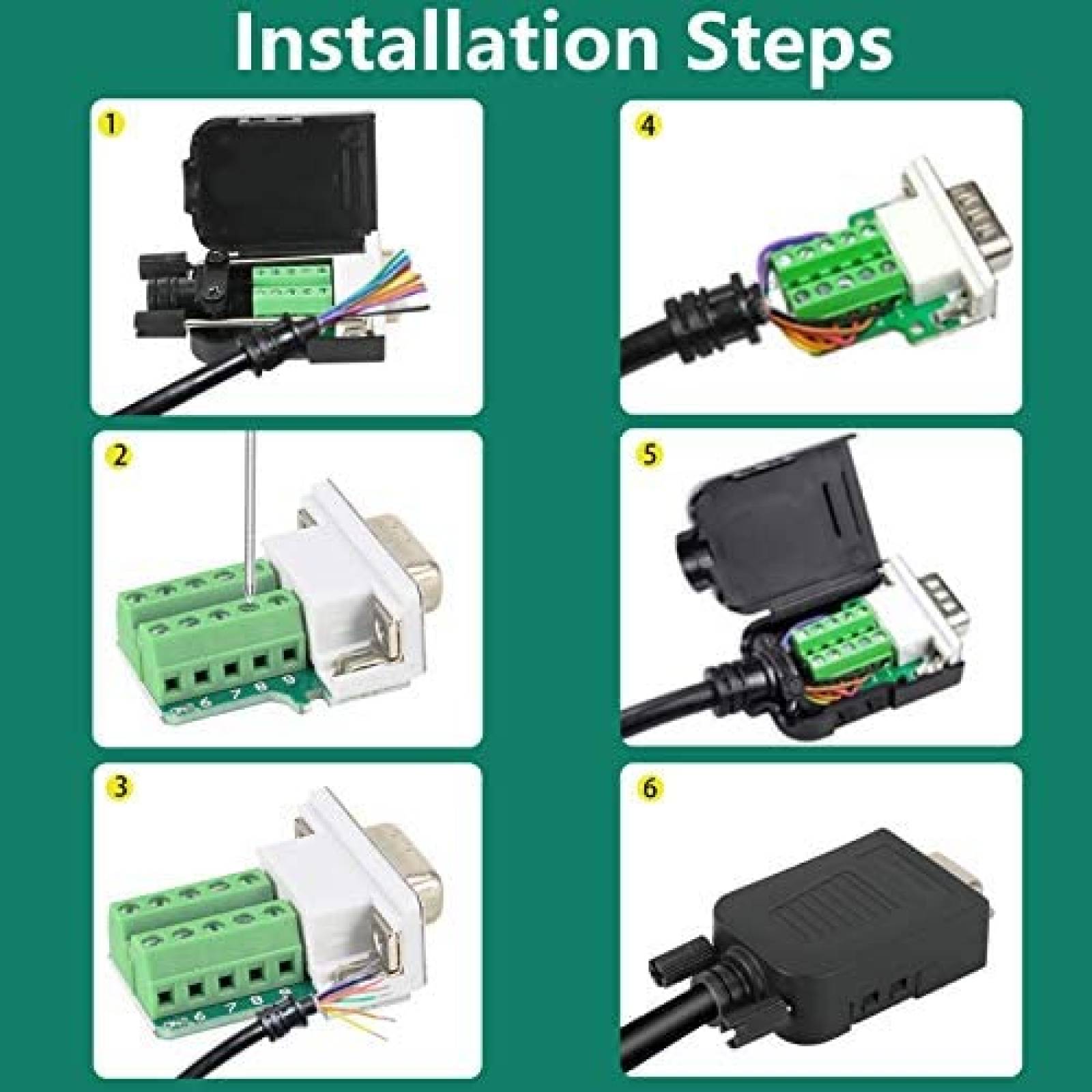 Conector de conexion DB9 BIFALE de 9 pines con caja -Negro