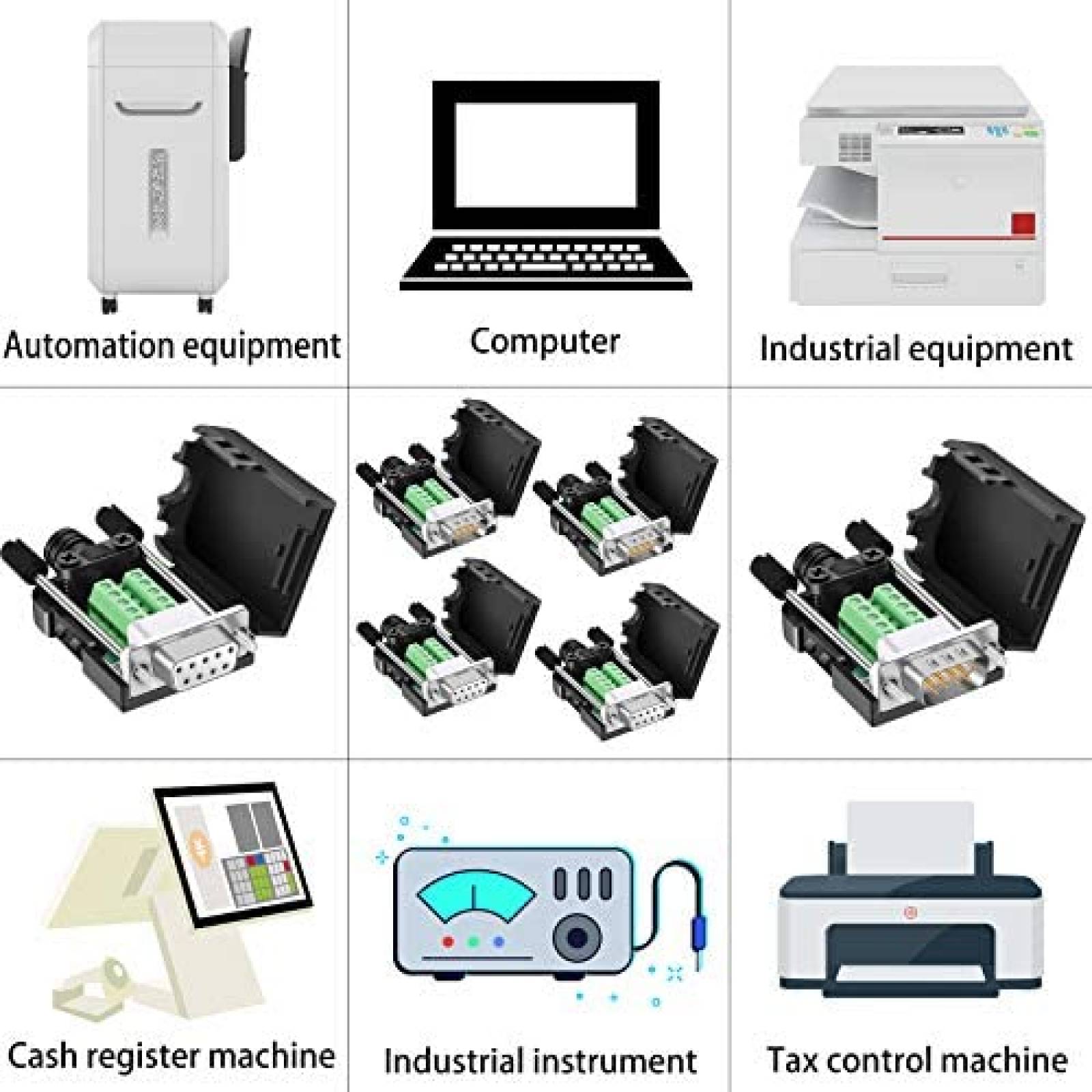Conector de conexion DB9 BIFALE de 9 pines con caja -Negro