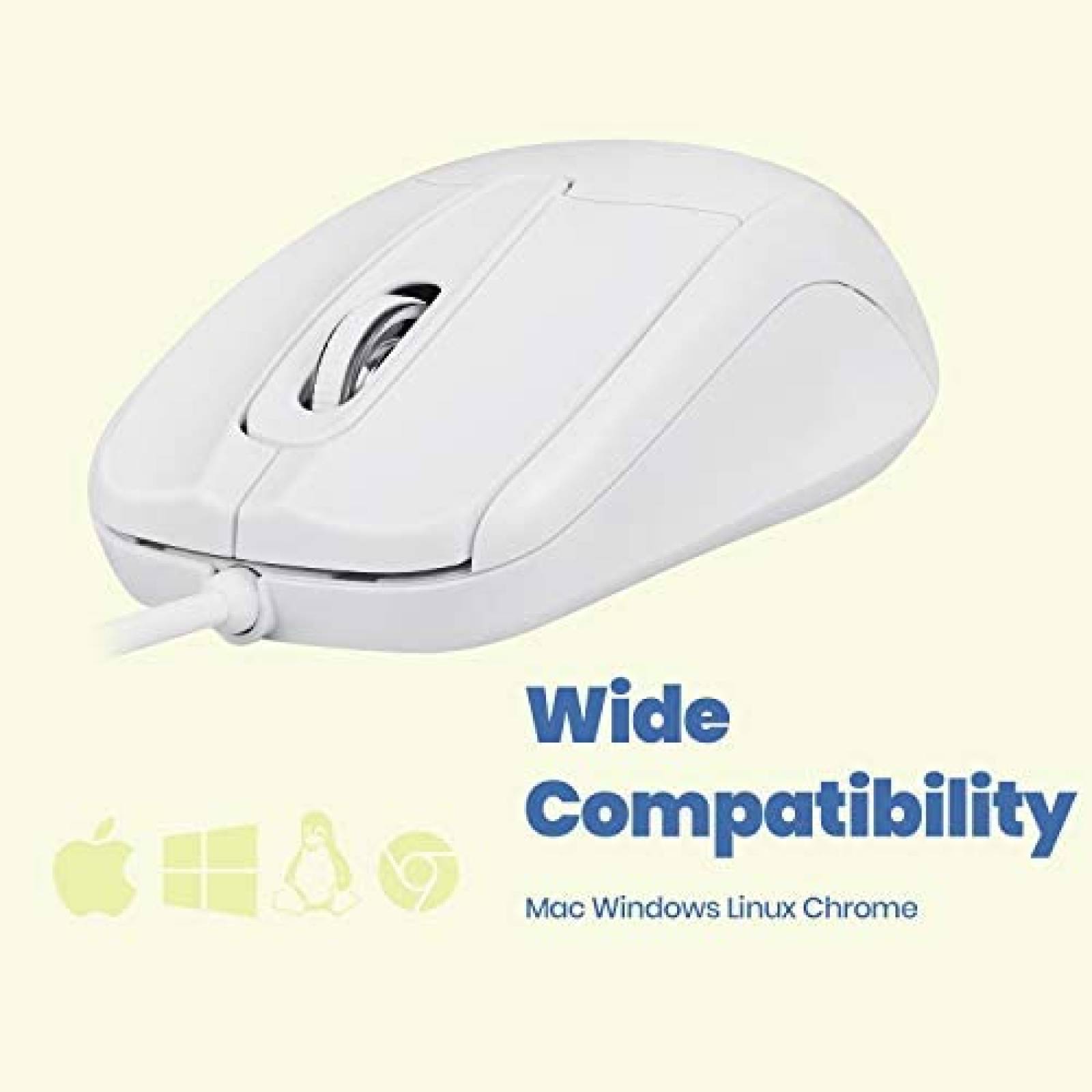 Mouse Perixx PERIMICE-209U USB c/Cable 5.9ft -Blanco