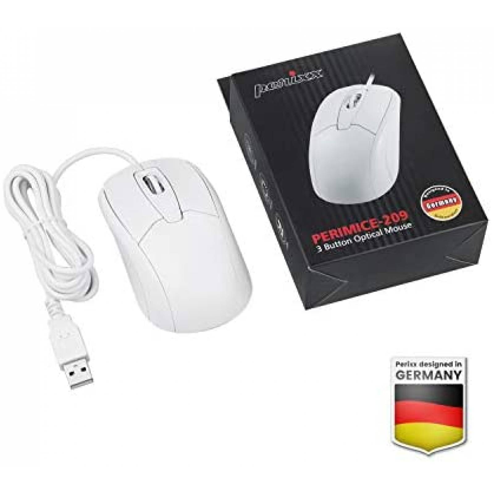 Mouse Perixx PERIMICE-209U USB c/Cable 5.9ft -Blanco