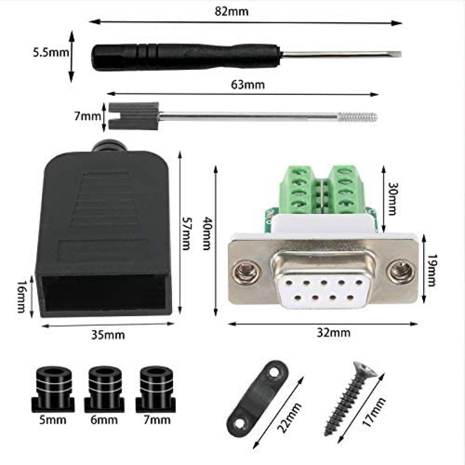 Conector DB9 BIFALE RS232 2 Machos 2 Hembras 16mm 9 Pin