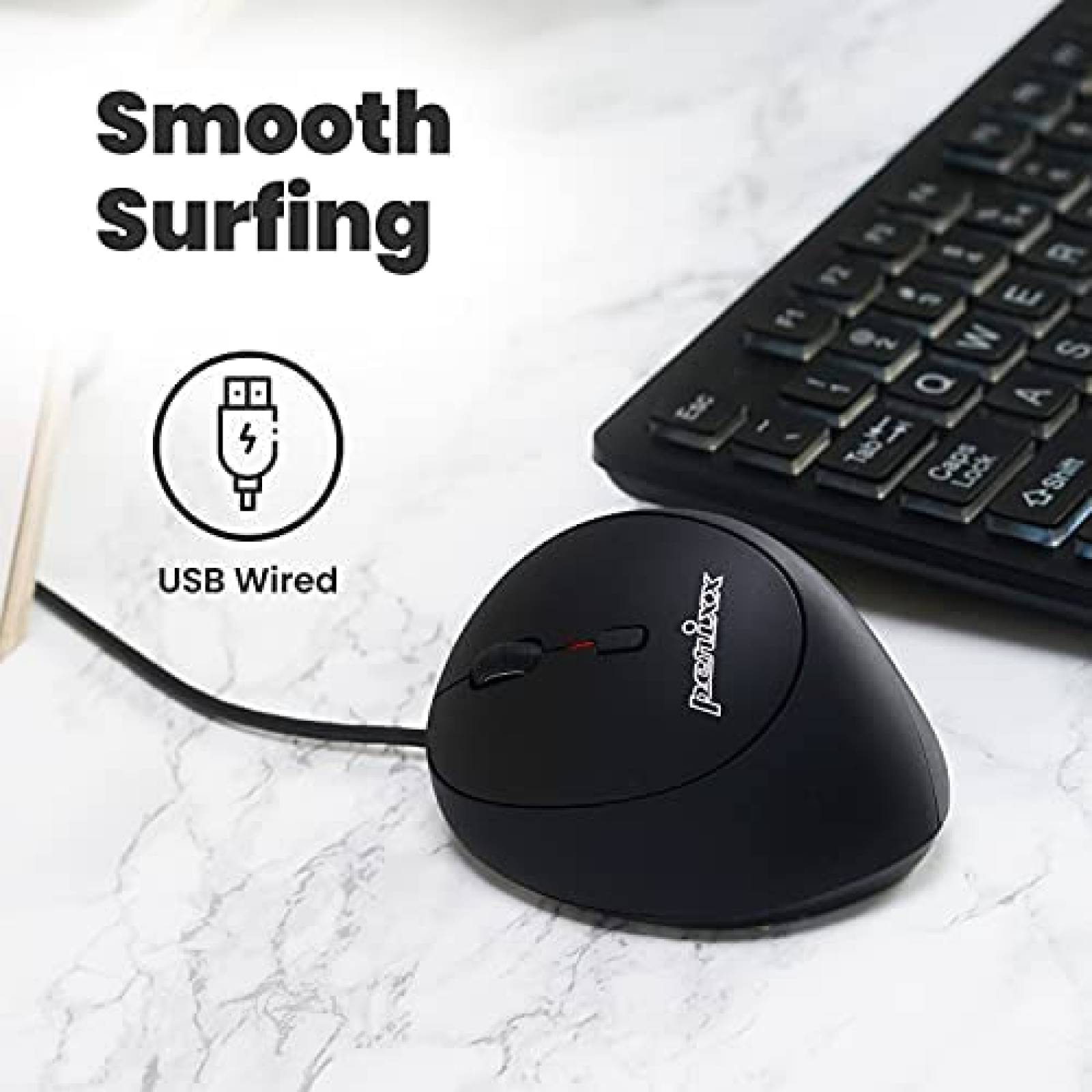 Mouse Perixx PERIMICE-519L Ergonomico Para zurdos -negro