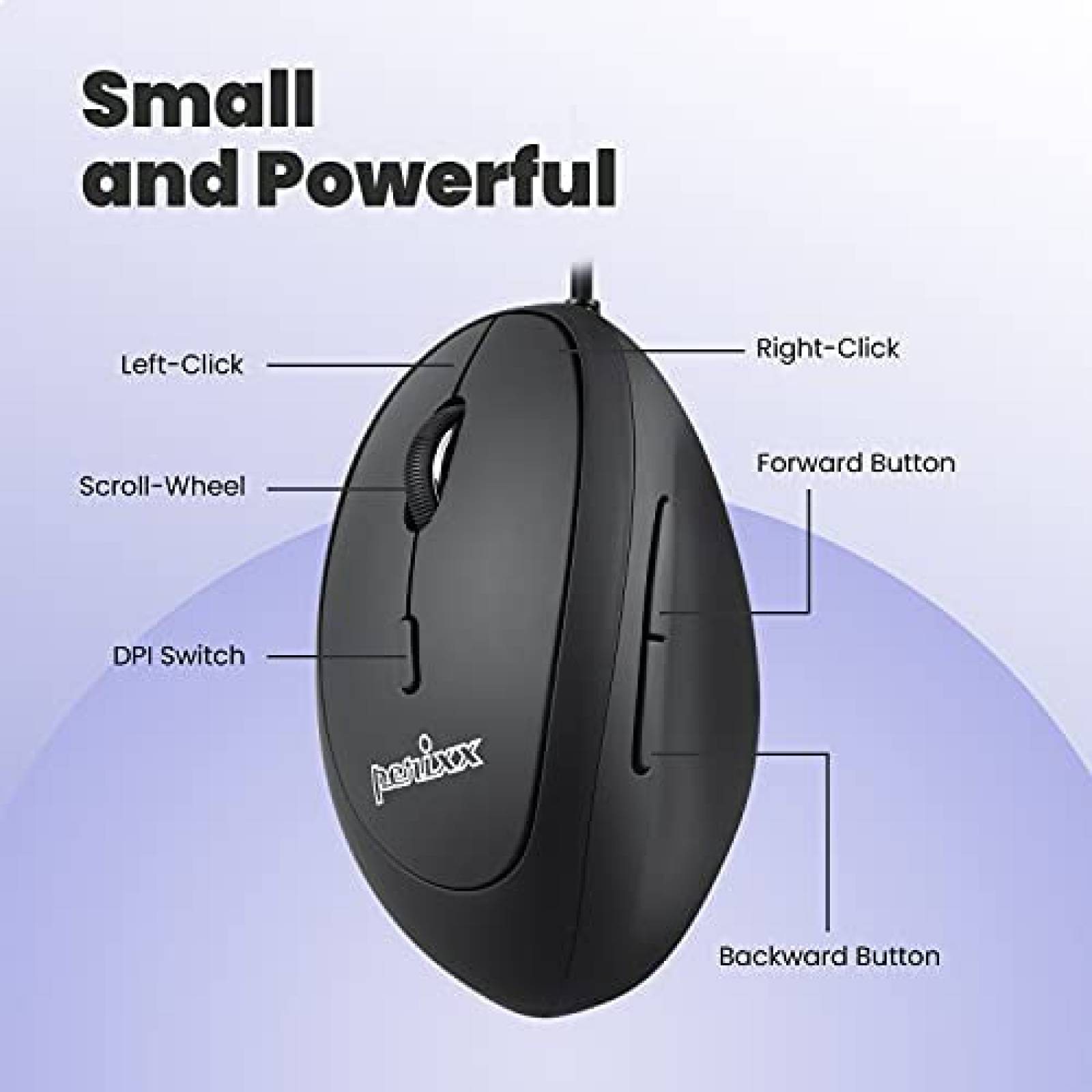 Mouse Perixx PERIMICE-519L Ergonomico Para zurdos -negro