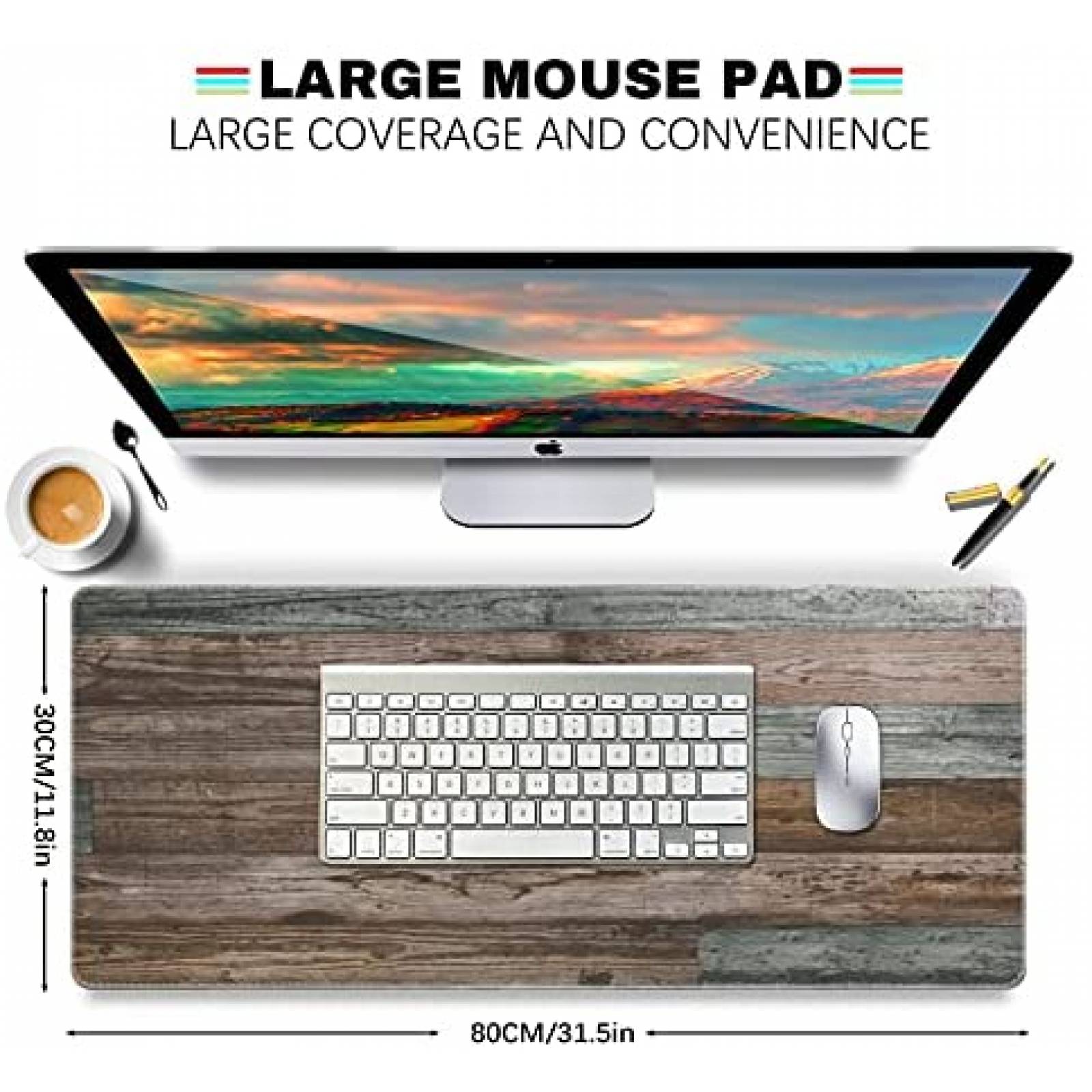 Mouse Pad Extendido Galdas de 31.5''x11.8''x0.08'' -Madera