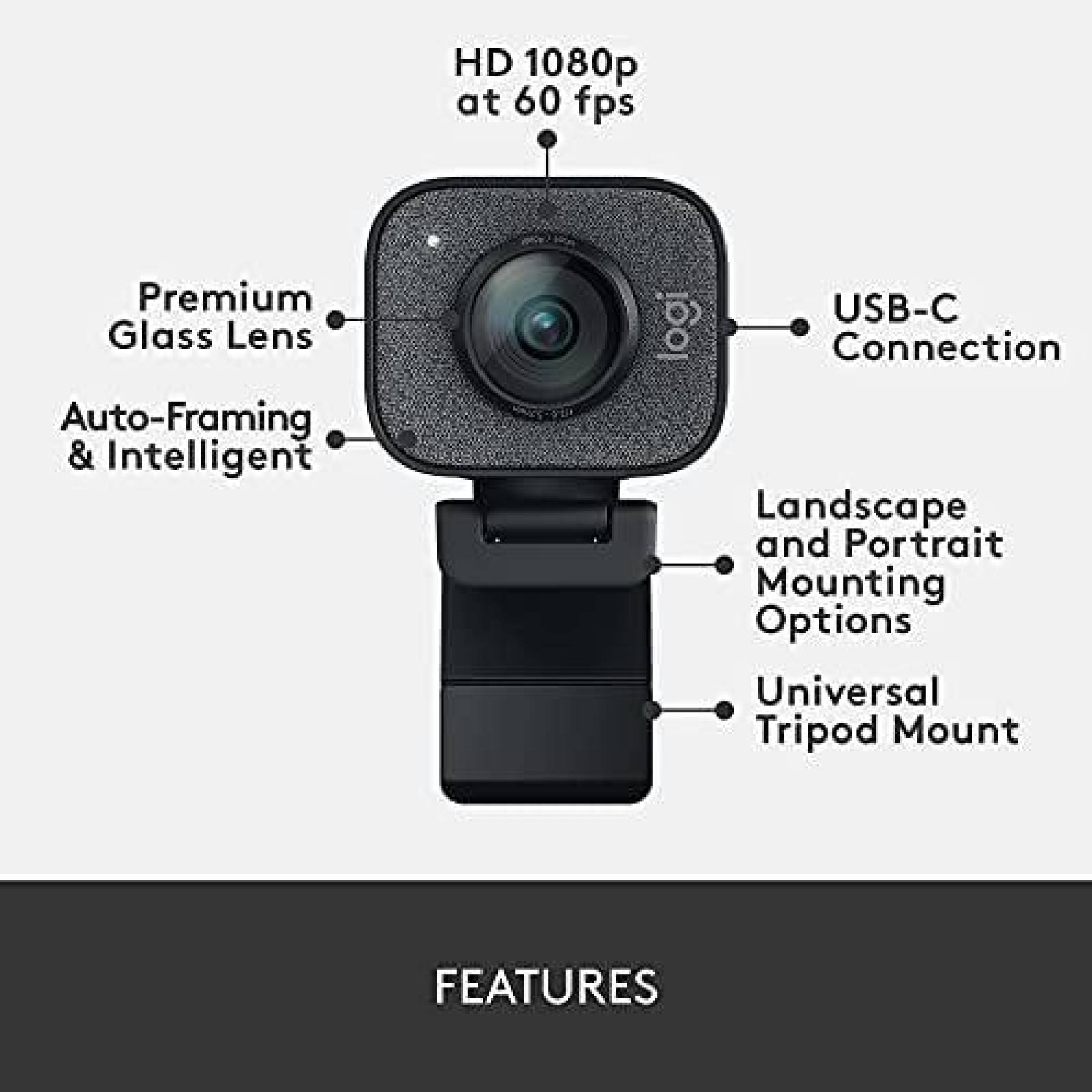 Camara Web Logitech StreamCam HD 1080P 60FPS USB C -Negro