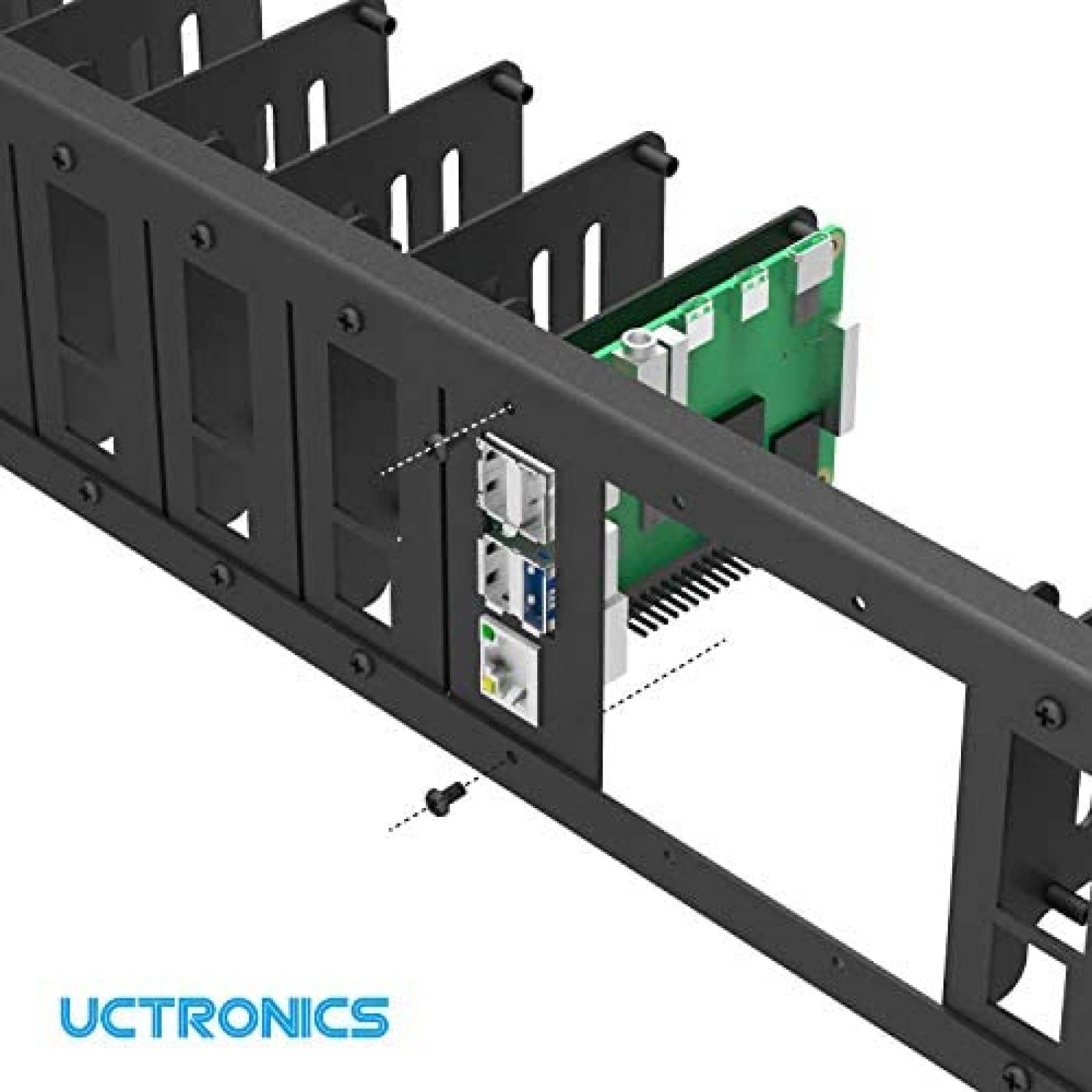 Rack UCTRONICS Pirack 2U 19'' 12 Placas Para Raspberry Pi 4