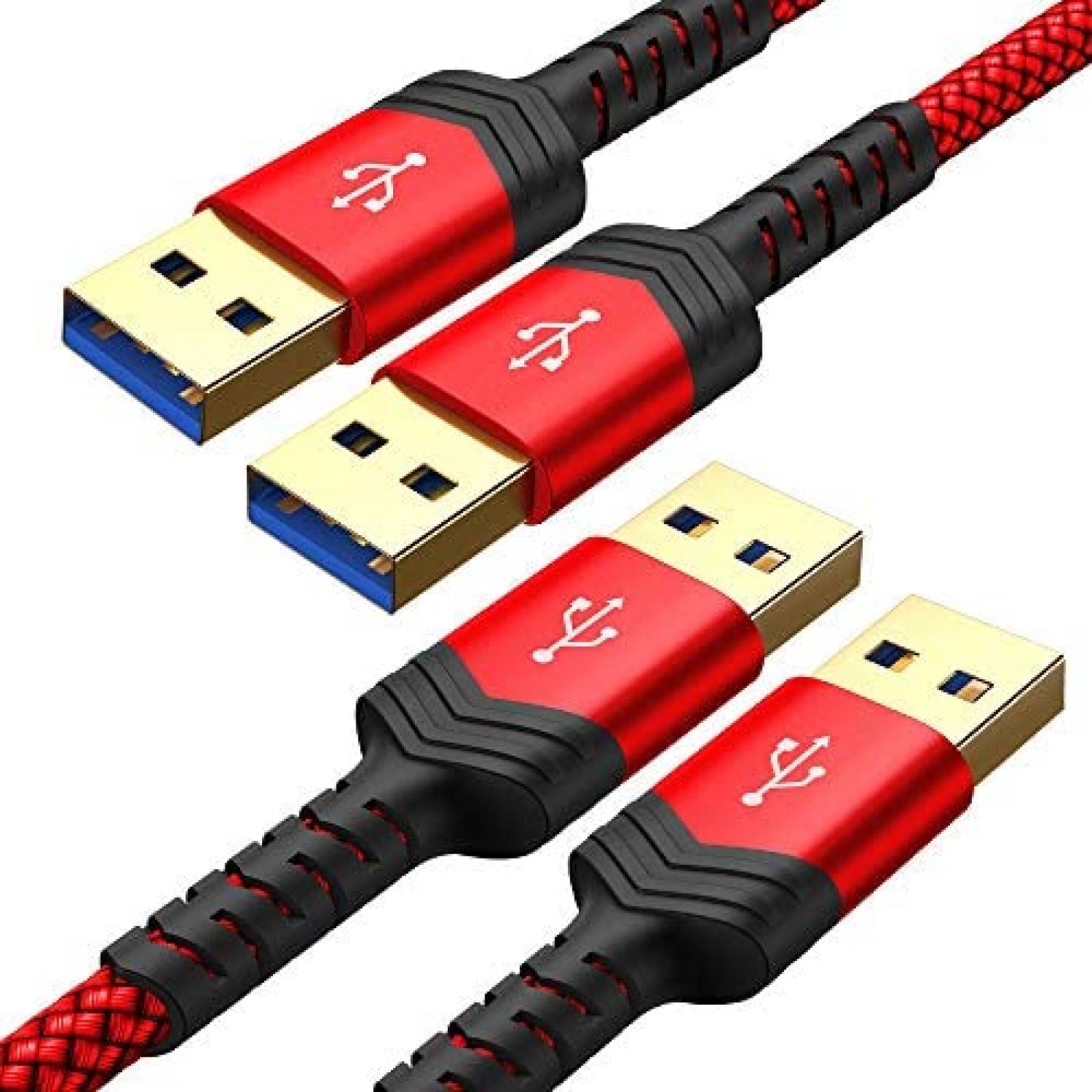 Cable USB JSAUX USB 3.0 Macho a Macho 6.6 Pies 2 Pzs -Rojo