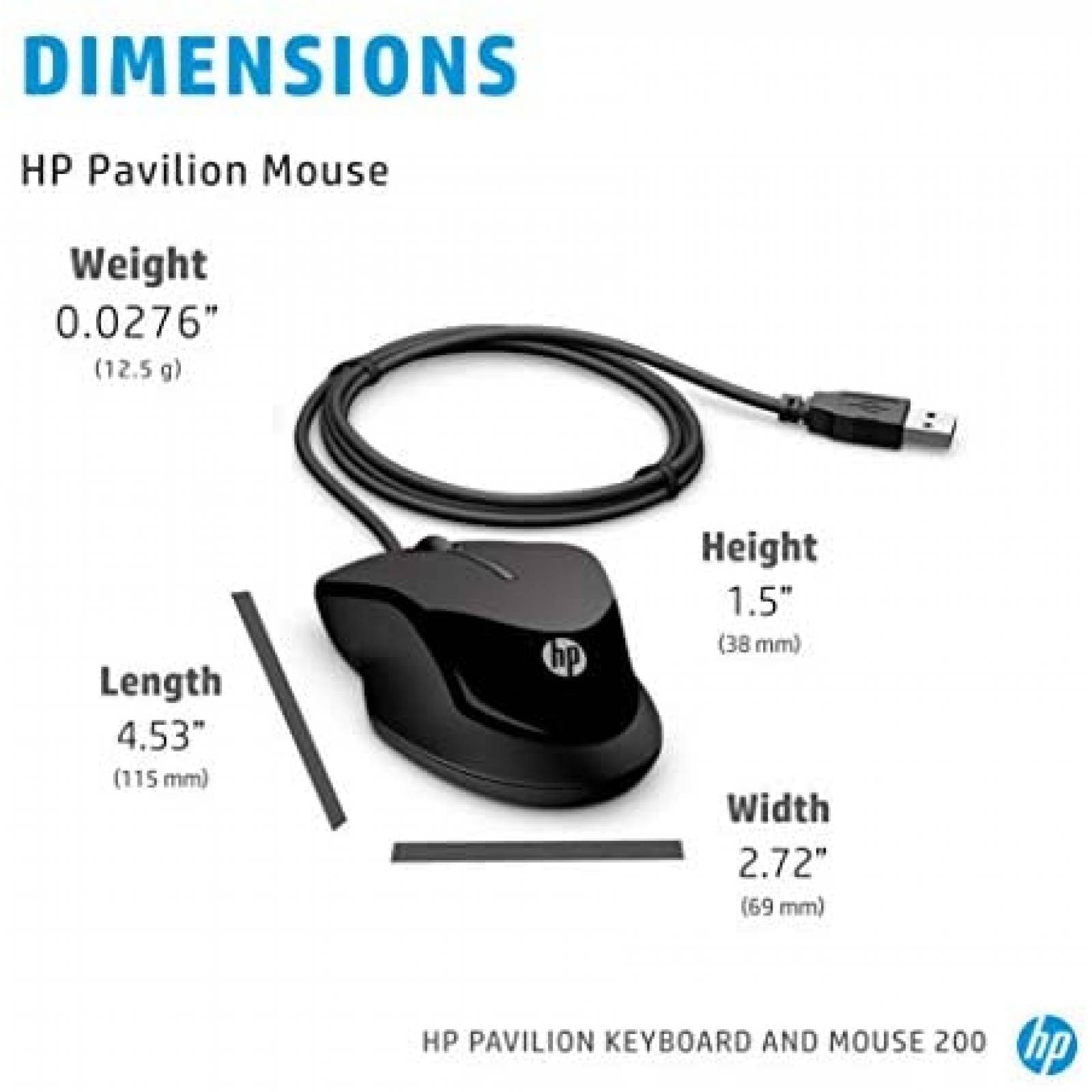 Mouse y Teclado HP 9DF28AA de 109 Teclas Alambricos -Negro