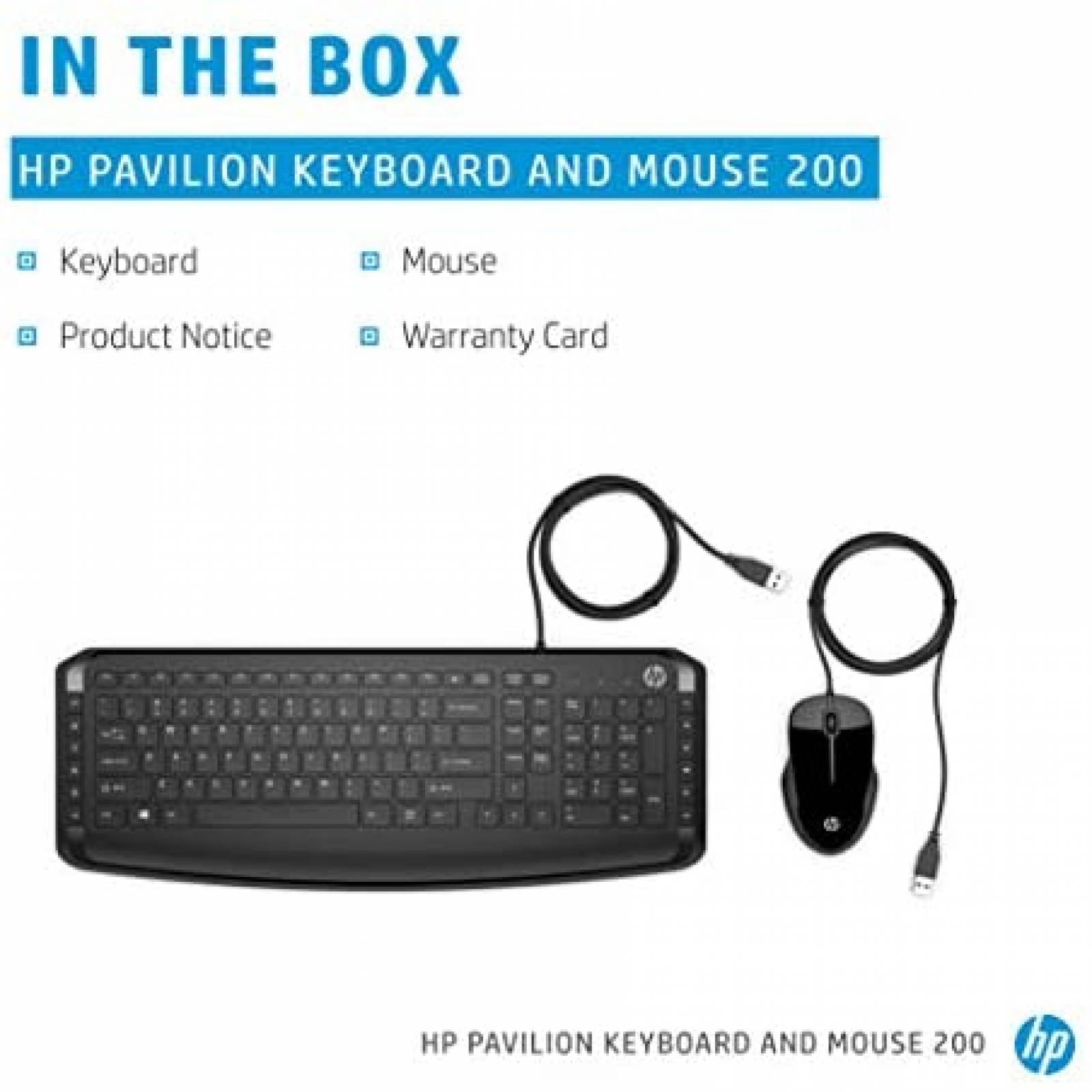 Mouse y Teclado HP 9DF28AA de 109 Teclas Alambricos -Negro