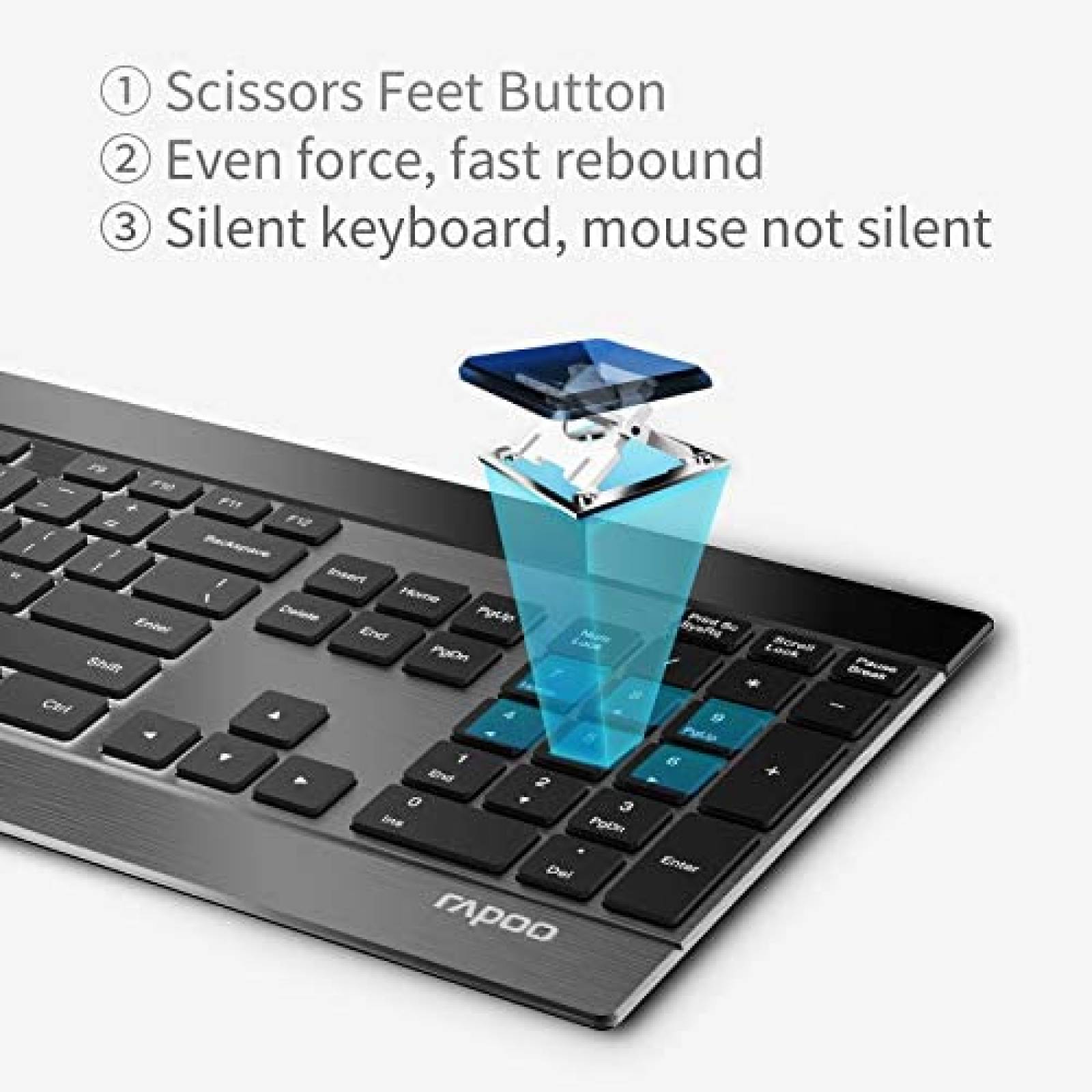 Teclado Rapoo Mouse Bluetooth inalambrico 2.4G -Negro