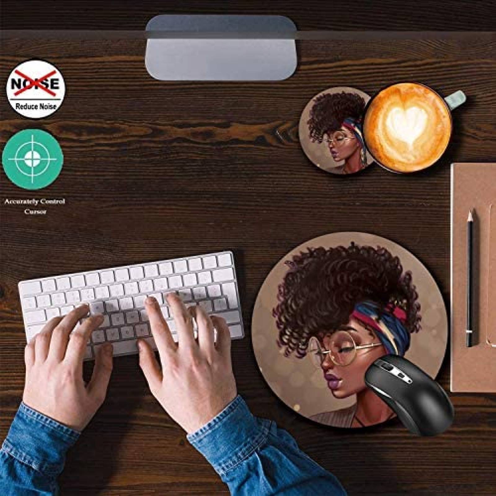 Mouse Pad ZHEERIY Circular de 7.9'' x 7.9'' -Beige/Rojo