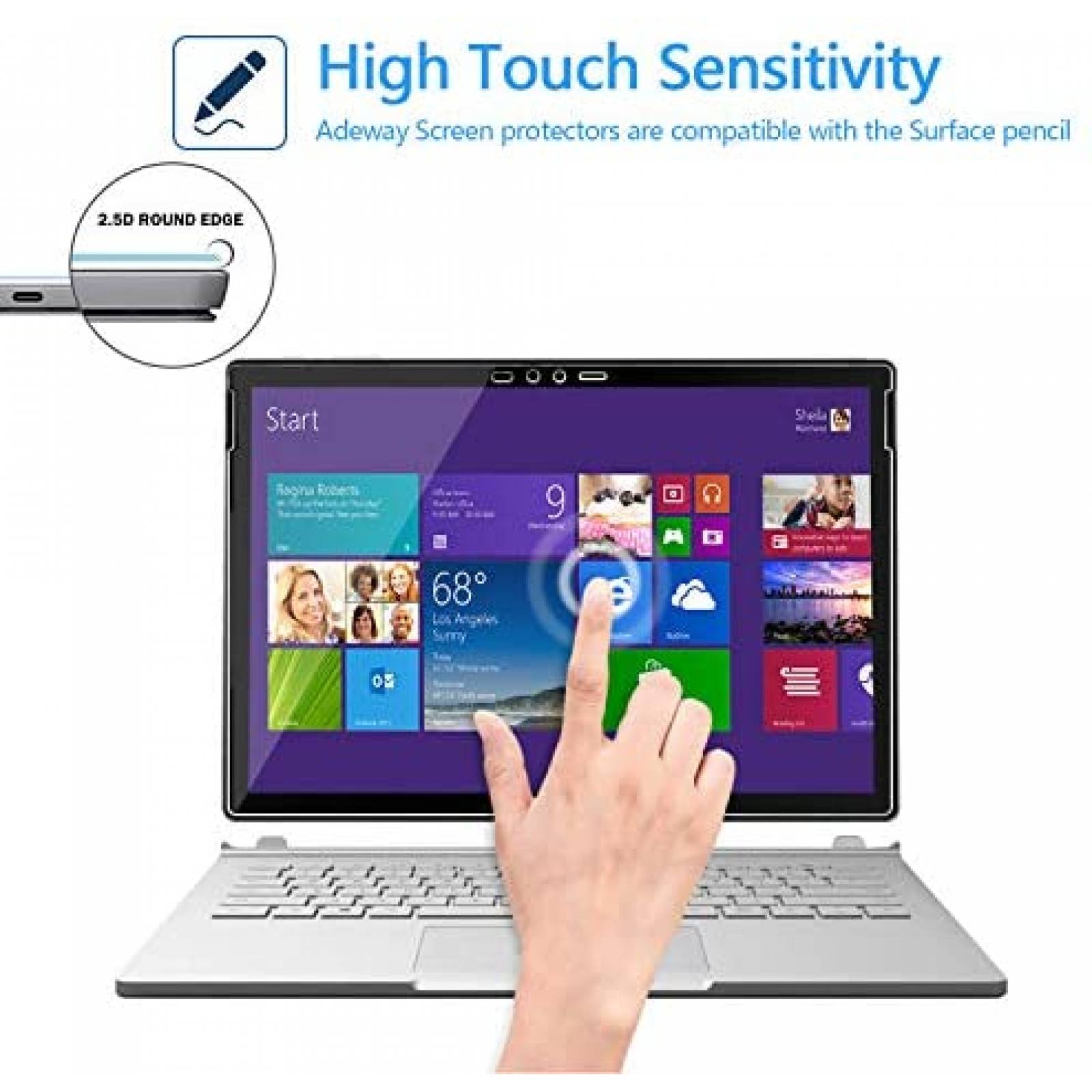 Protector de Pantalla Adeway para Surface Book 13.5'' 2 Pzs