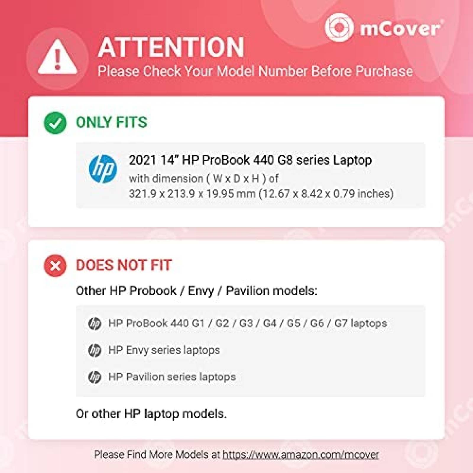 Carcaza laptop mCover mCover-HP-ProBook-440-G8-PINK 14"